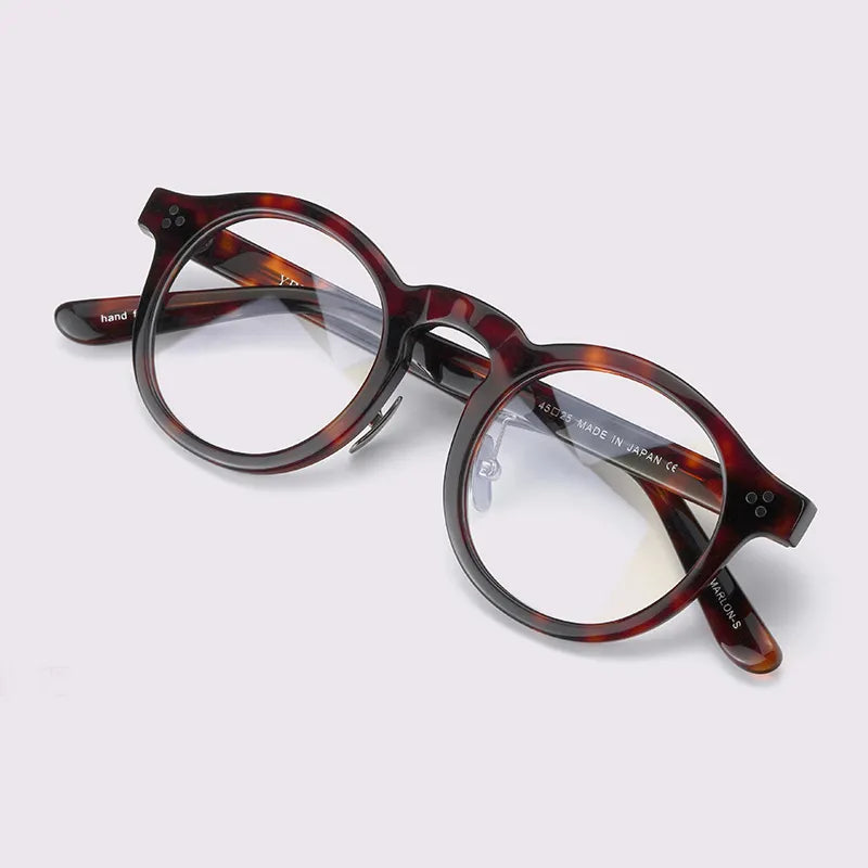 Stylish Black Unisex Acetate Full-Rim Round Eyeglasses 4526 - Perfect for Reading, Work & Everyday Fashion Accessory