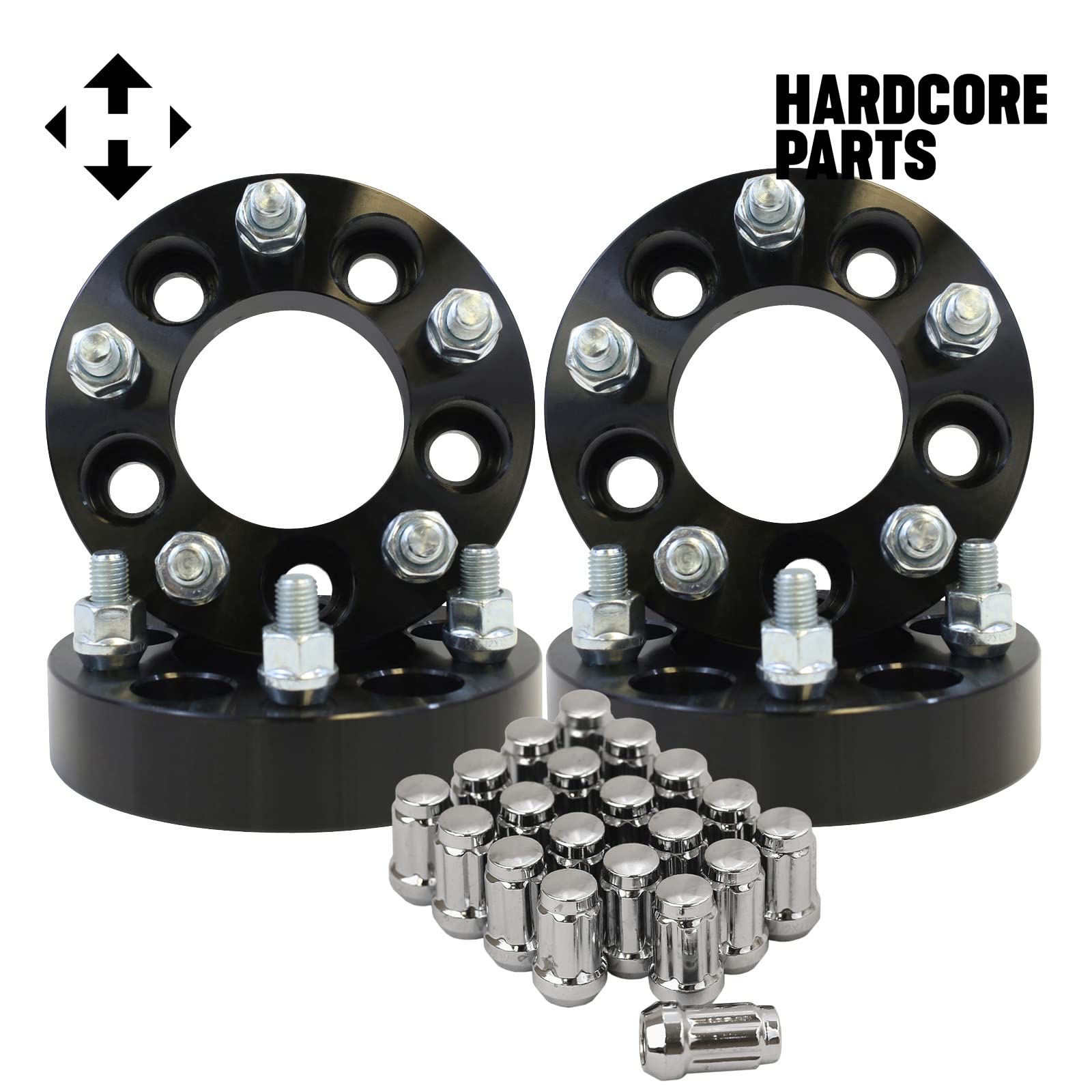 4-Piece Black Wheel Spacers Adapters 1.25
