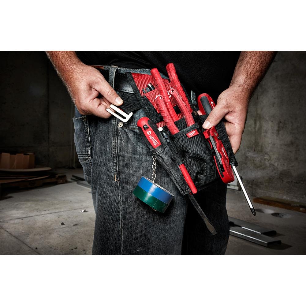 Milwaukee 7-Pocket Compact Utility Pouch - Durable Tool Organizer for Electricians, Carpenters & DIY Projects - Perfect for Work Belt, Tool Storage & Job Site Organization