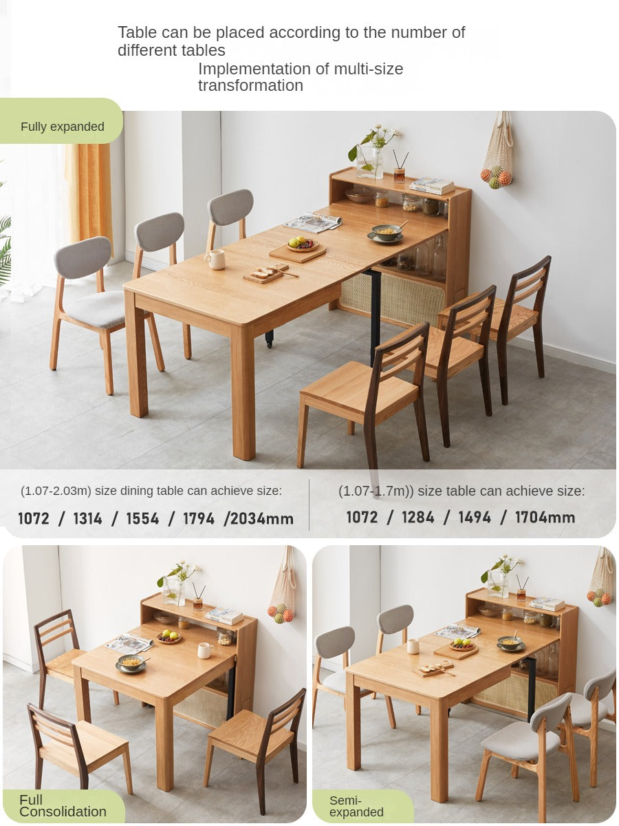 Solid Oak Wood Extendable Dining Table & Buffet Sideboard - Perfect for Small Spaces, Entertaining, and Modern Farmhouse Decor