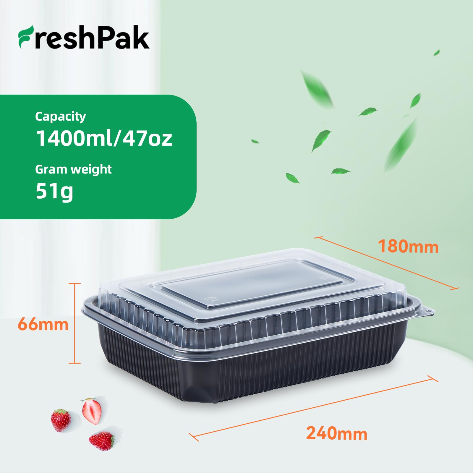 Eco-Friendly 40-Pack Reusable Meal Prep Containers with Airtight Lids - 47oz BPA-Free Microwave & Freezer Safe Plastic Food Storage Boxes - Perfect for Meal Prepping, Office Lunches & Picnics