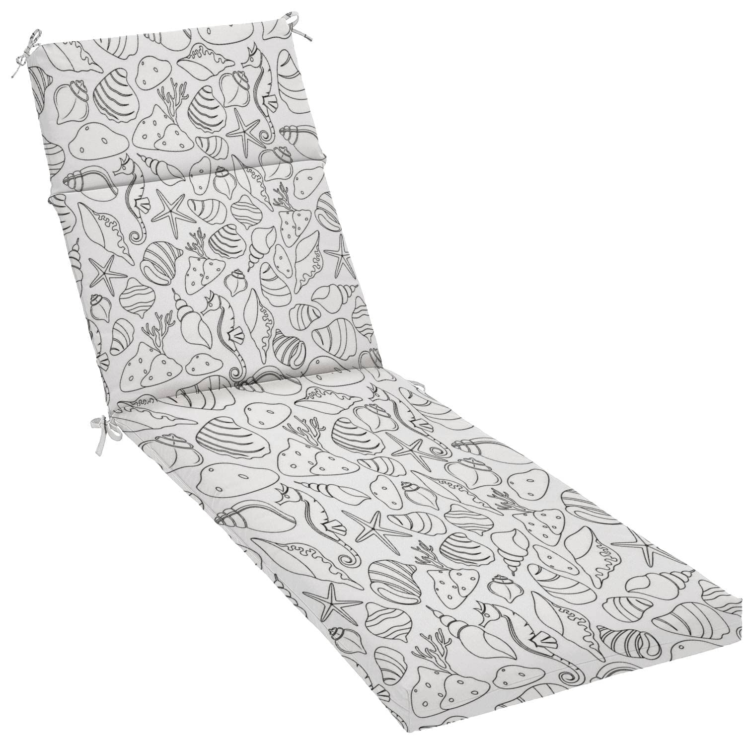 Water-Resistant Outdoor/Indoor Chaise Lounge Cushion with Doodle Sea Life Design - Perfect for Patio Furniture, Poolside Chairs & Sunbathing