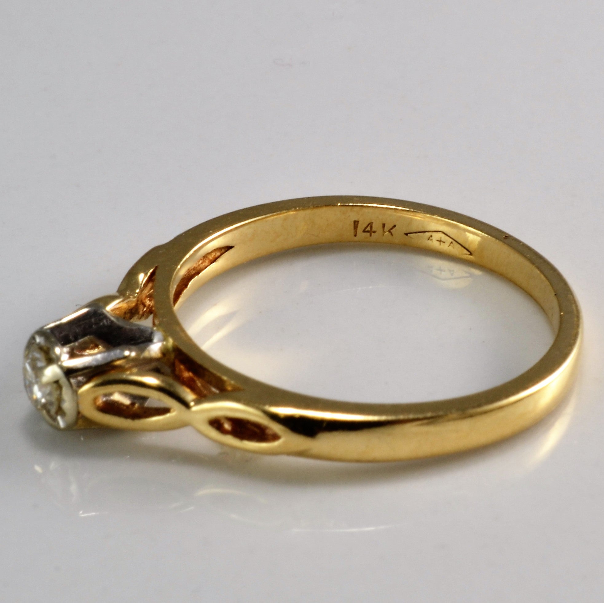 14K Yellow Gold Infinity Solitaire Diamond Ring - 0.10 ct Round Cut Diamond Engagement Ring, Size 5.5, Dainty Wedding Band, Anniversary Gift for Her | Perfect for Proposals, Weddings & Special Occasions