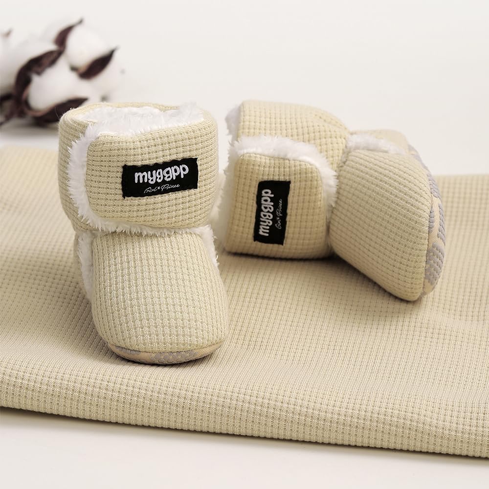 Ohwawadi Cozy Fleece Infant Baby Boots for Boys & Girls - Warm Winter Snow Boots & Slippers for Newborn to Toddler (Ideal for Indoor Play, Outdoor Walks & Cold Weather Protection)