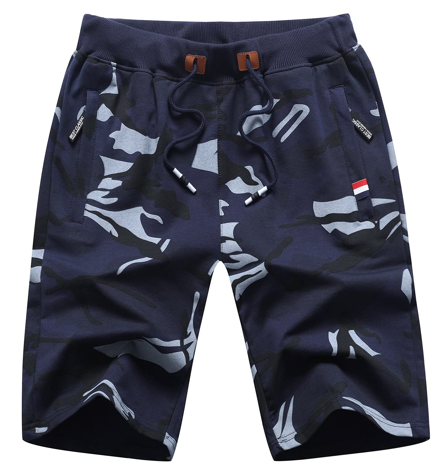 **JEFULL Men's Casual Running Shorts with Zipper Pockets - Lightweight Quick-Dry Jogger Shorts for Gym, Workout & Outdoor Sports**