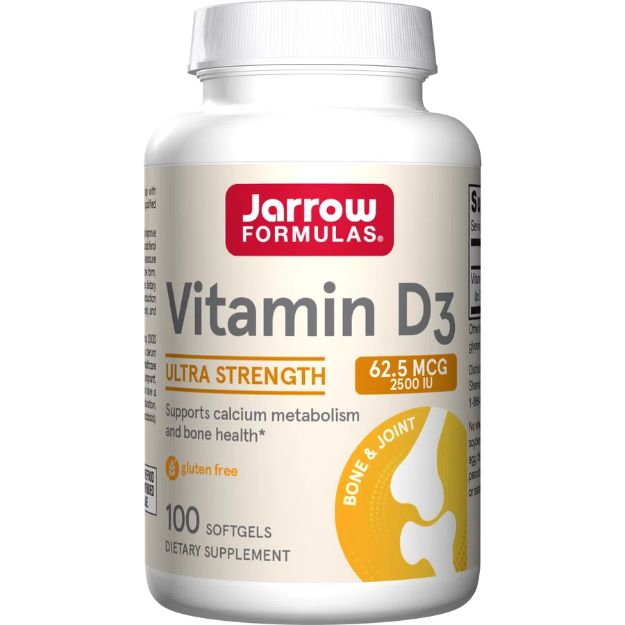 Jarrow Formulas Vitamin D3 2500 IU (62.5 mcg) - Immune Support & Bone Health Supplement for Adults - Supports Calcium Absorption & Healthy Mood - Ideal for Home, Office & Travel Use