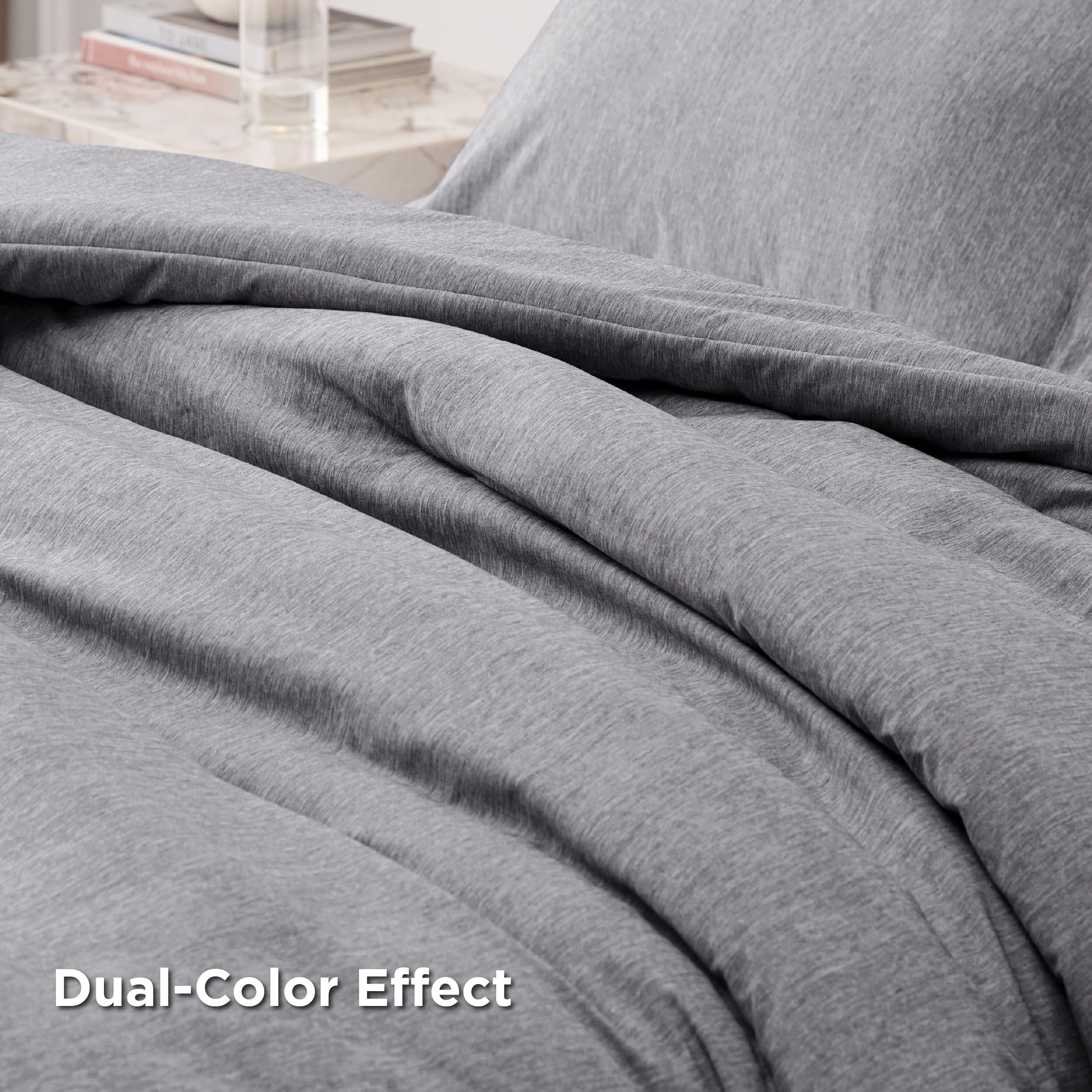 Bedsure Queen Comforter Set - Dark Grey All-Season Soft Comforter (90