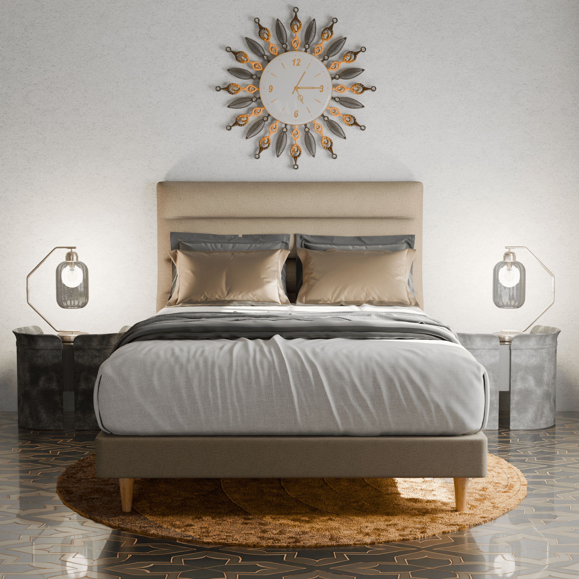 Keenan Fabric Bed Frame - Queen Size Upholstered Platform Bed with Wooden Slats - Perfect for Modern Bedrooms & Guest Rooms