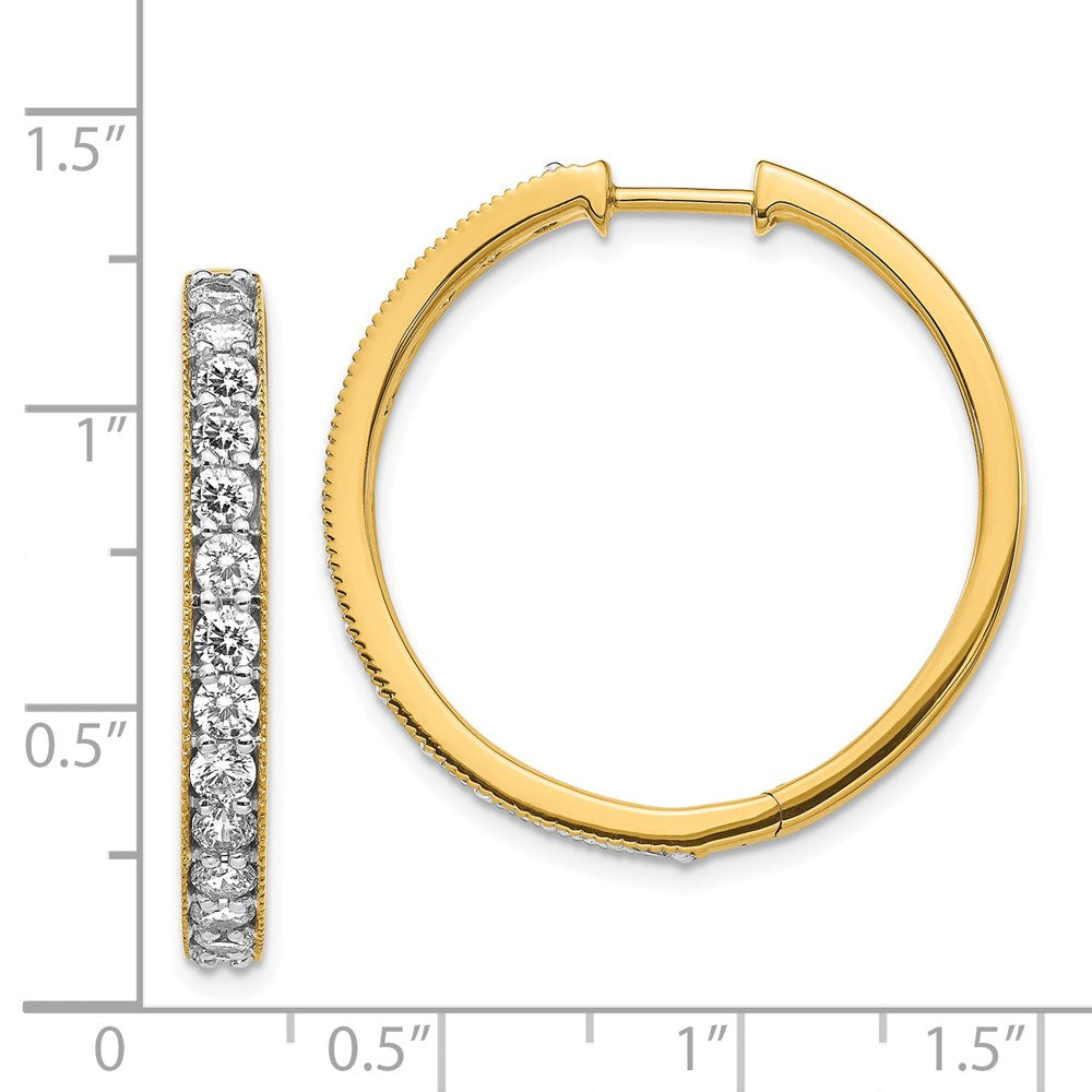 Gold Diamond Milgrain Hinged Hoop Earrings - Model EM4284 - 14K Yellow Gold - Vintage Style - Perfect for Weddings, Parties & Special Occasions