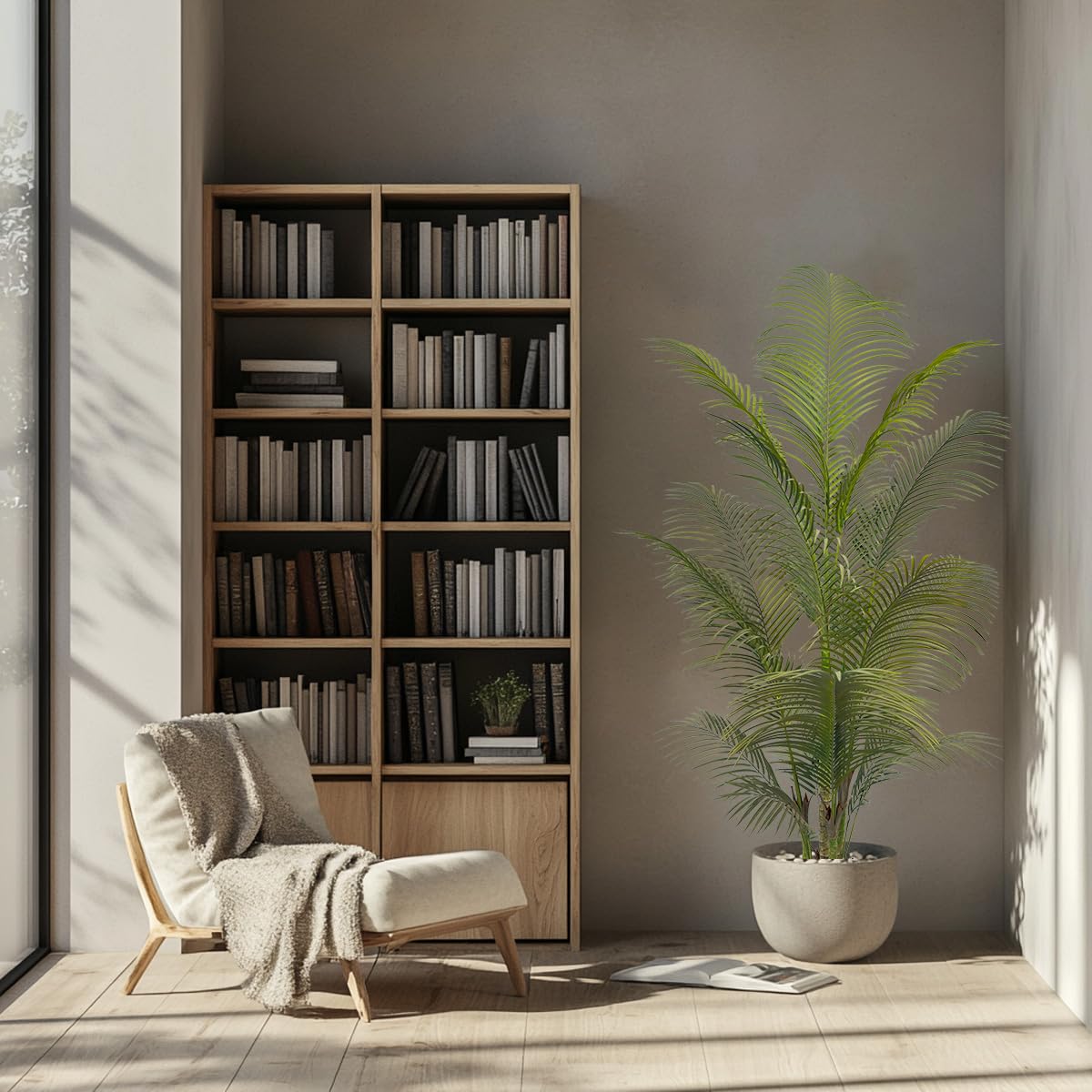 6ft Artificial Palm Tree in Pot - Realistic Fake Indoor Plant for Home, Office, and Decor | Perfect for Living Room, Bedroom, and Balcony