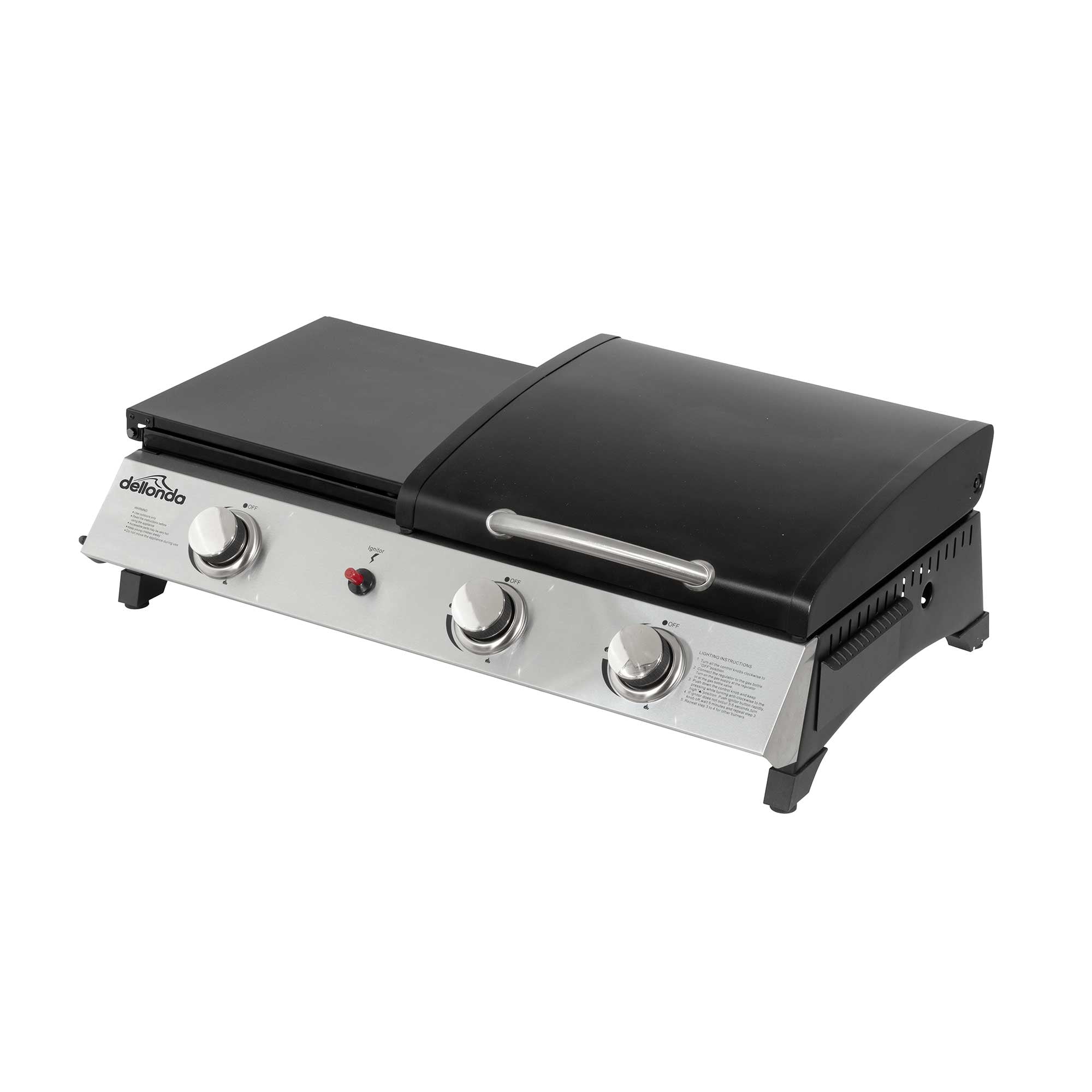 2+1 Burner Portable Gas Grill & Griddle - 8.5kW Stainless Steel Outdoor BBQ Hot Plate for Camping, Tailgating & Backyard Cooking (Model DG276)