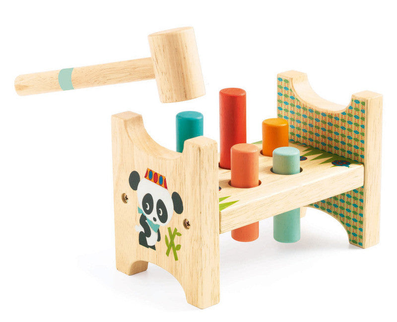 Junzo Tap Tap Wooden Pound a Peg Toddler Toy - Montessori Learning & Fine Motor Skills Development - Perfect for Preschool, Daycare & Home Playtime