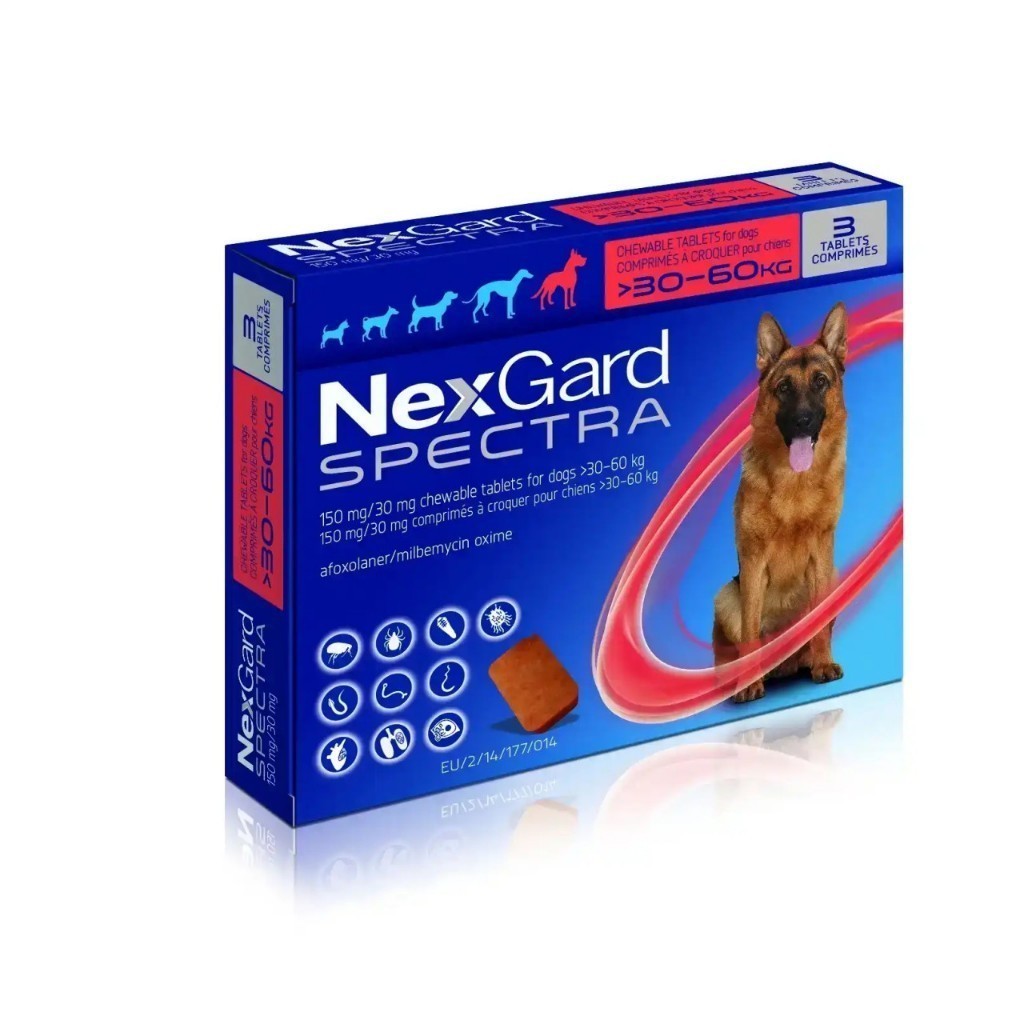 NexGard Spectra Chewable Tablets for Dogs - 3 Month Supply, Flea & Tick Prevention, Heartworm Protection - Beef Flavor for All Breed Sizes | Ideal for Outdoor Adventures & Home Protection