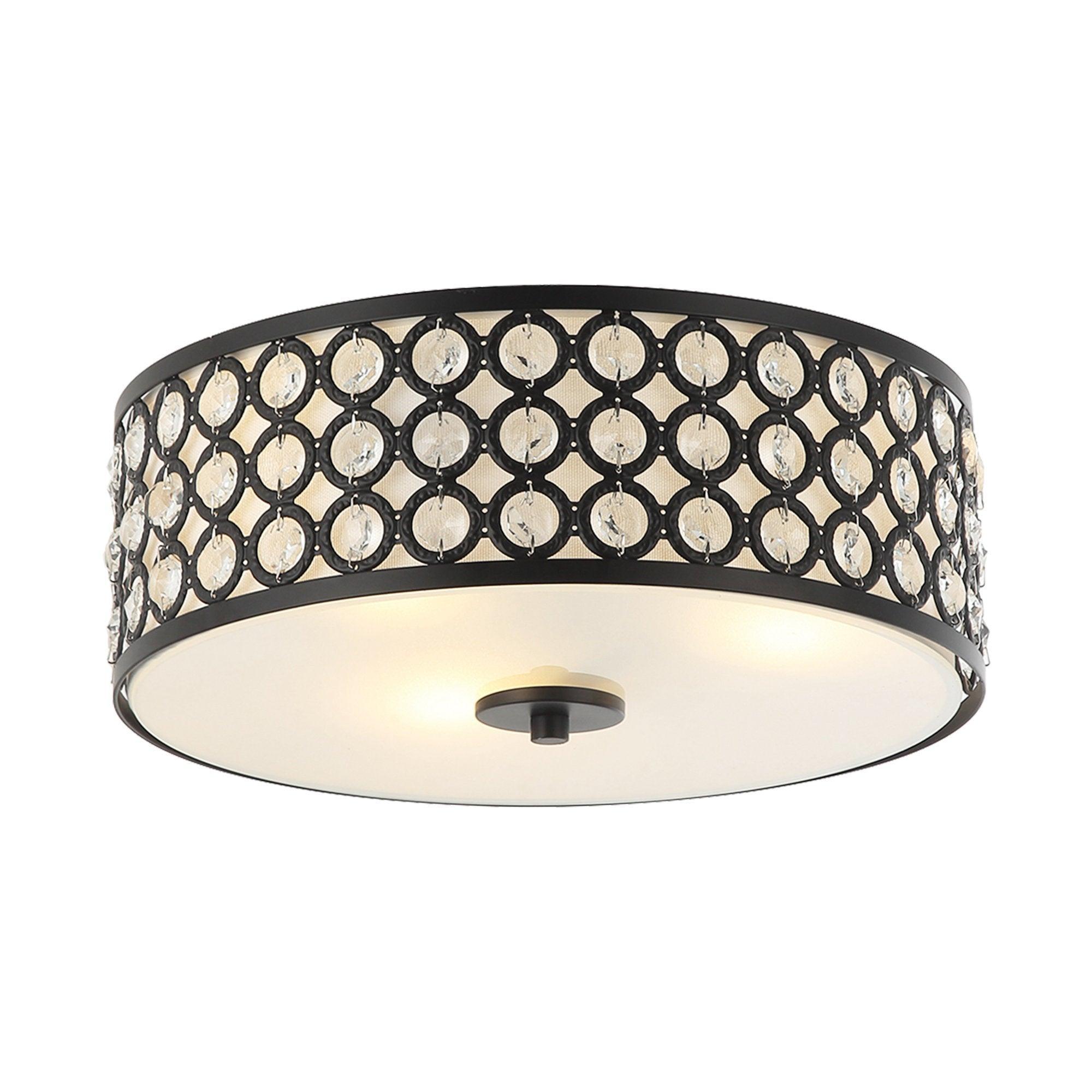 3 Light Modern LED Flush Mount Ceiling Light with Crystal Accents - Perfect for Bedroom, Living Room, Kitchen & Hallway Lighting