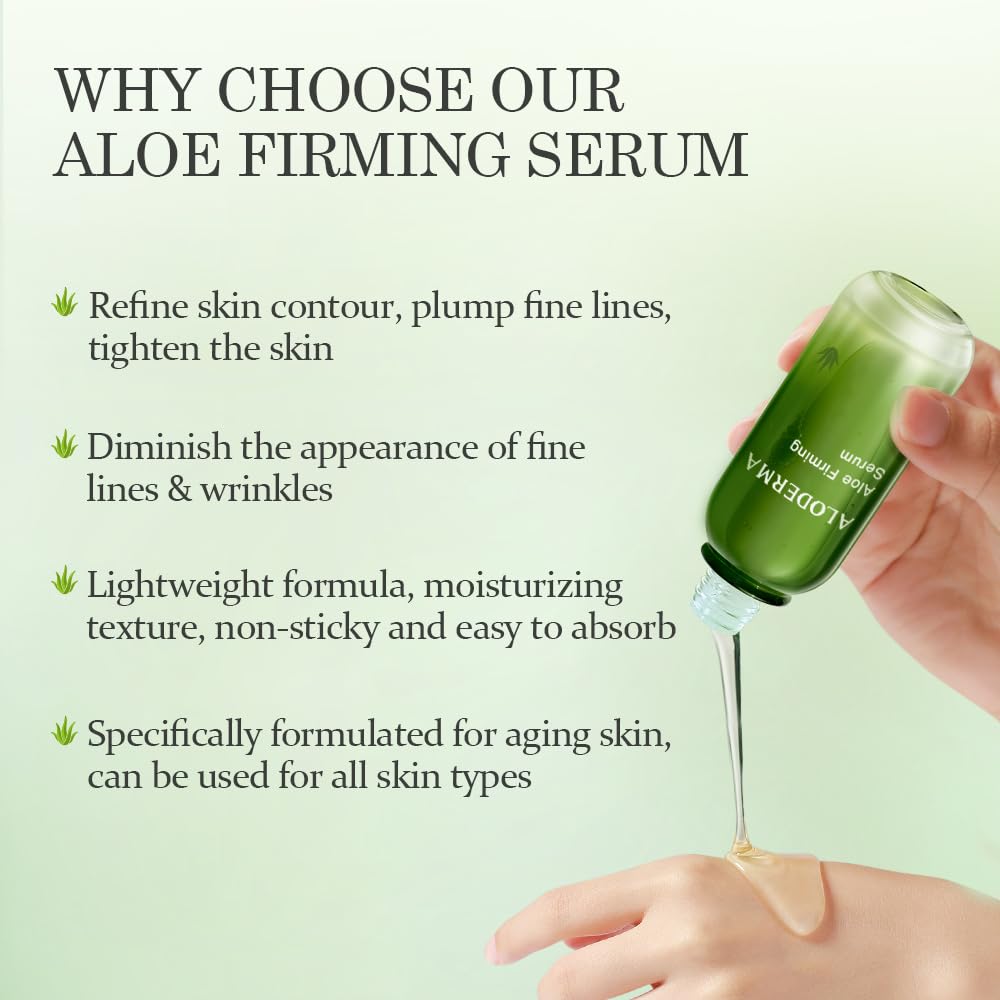 Aloderma Signature Aloe Firming & Rejuvenating Skincare Set - 6 Piece Kit with Aloe Gel, Cleanser, Toner, Serum & Cream for Hydration & Anti-Aging | Perfect for Dry Skin & Nighttime Routine