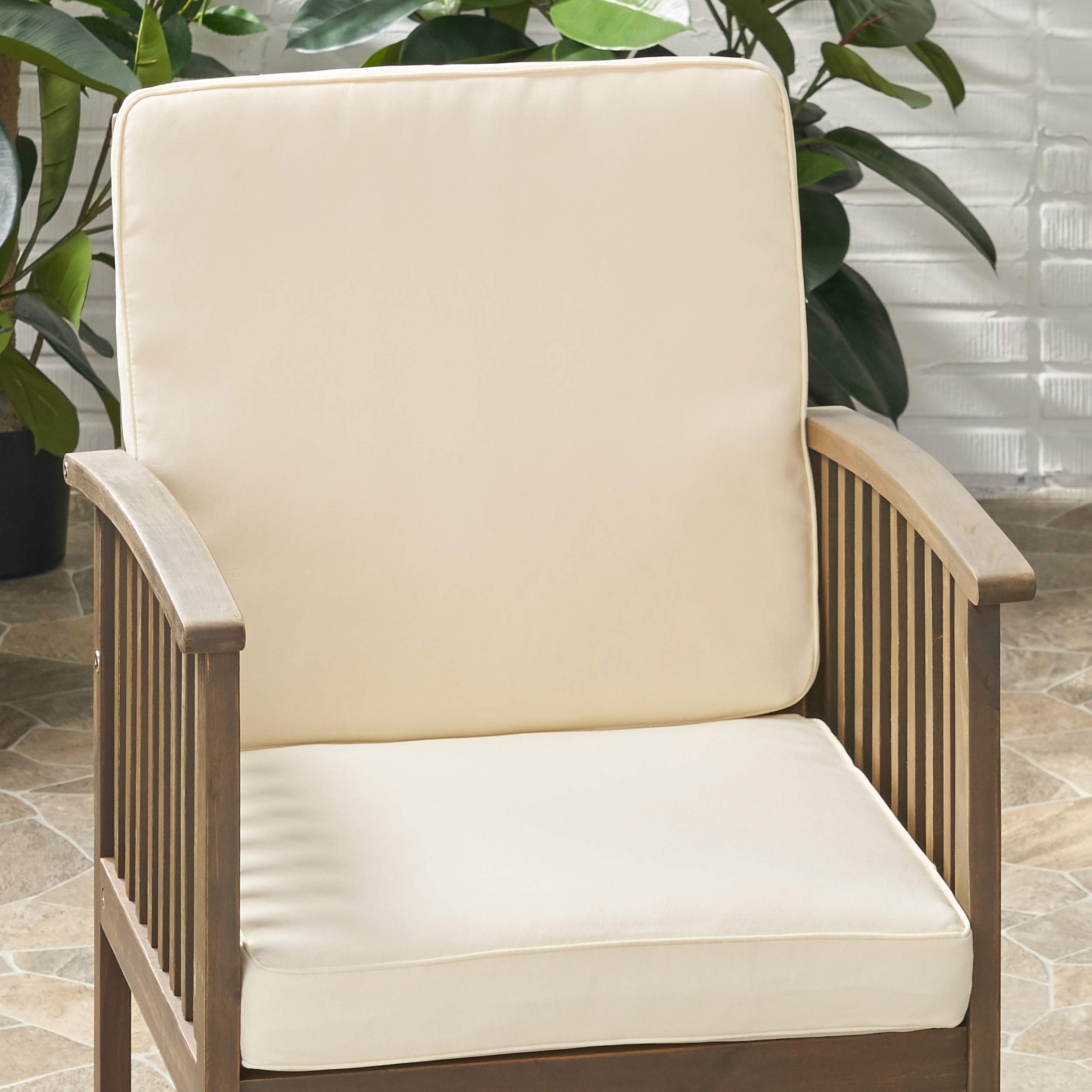 Christopher Knight Home Gavin Outdoor Water Resistant Fabric Club Chair Cushions - 1 Pack Cream - Weatherproof Patio Furniture Cushions for Garden, Poolside & Deck Lounge Chairs