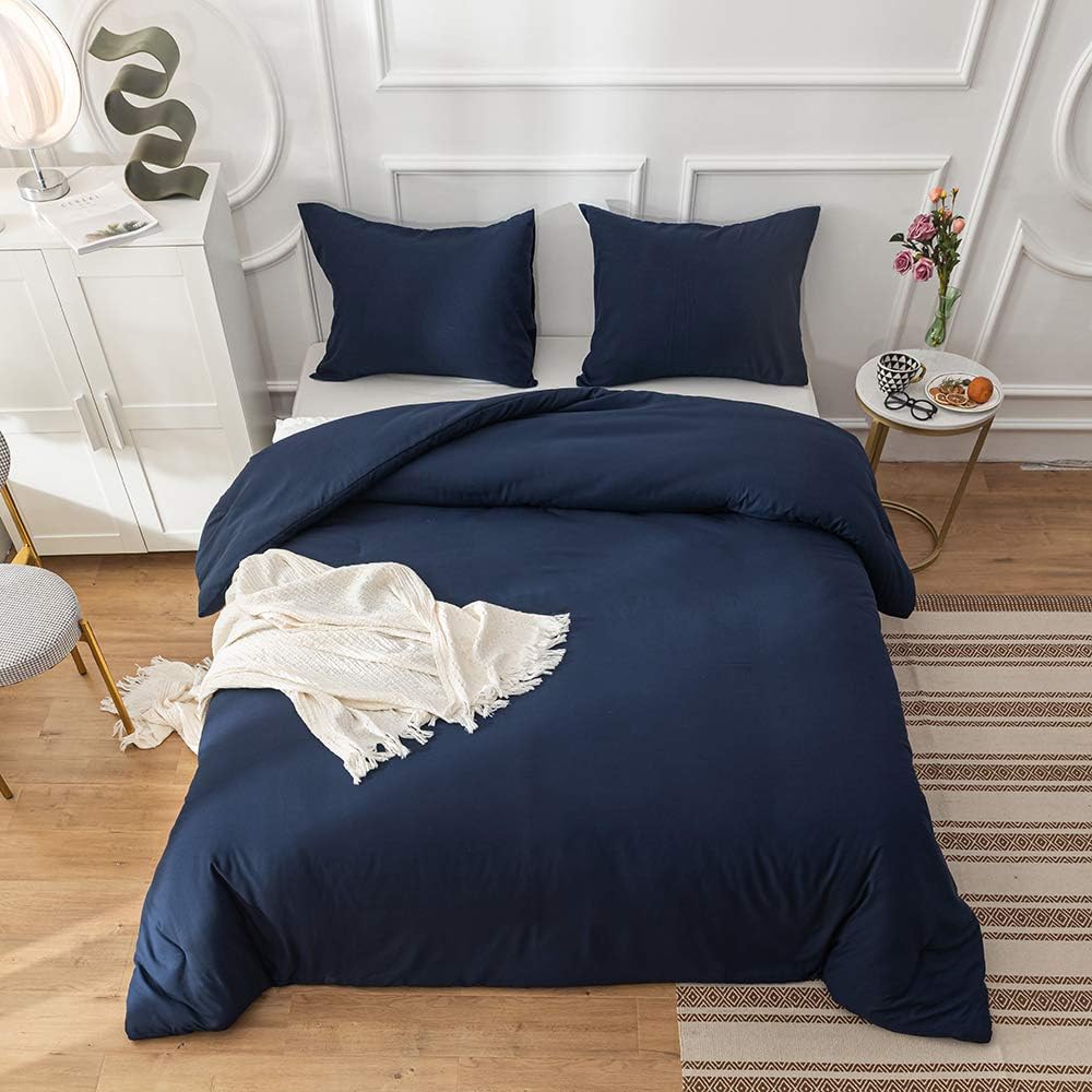 Houseri Navy Blue Comforter Set - Twin Size Dark Blue Bedding for Boys - Soft & Classic Toddler Comforter - Perfect for Kids' Bedrooms, Nursery, and Sleepovers