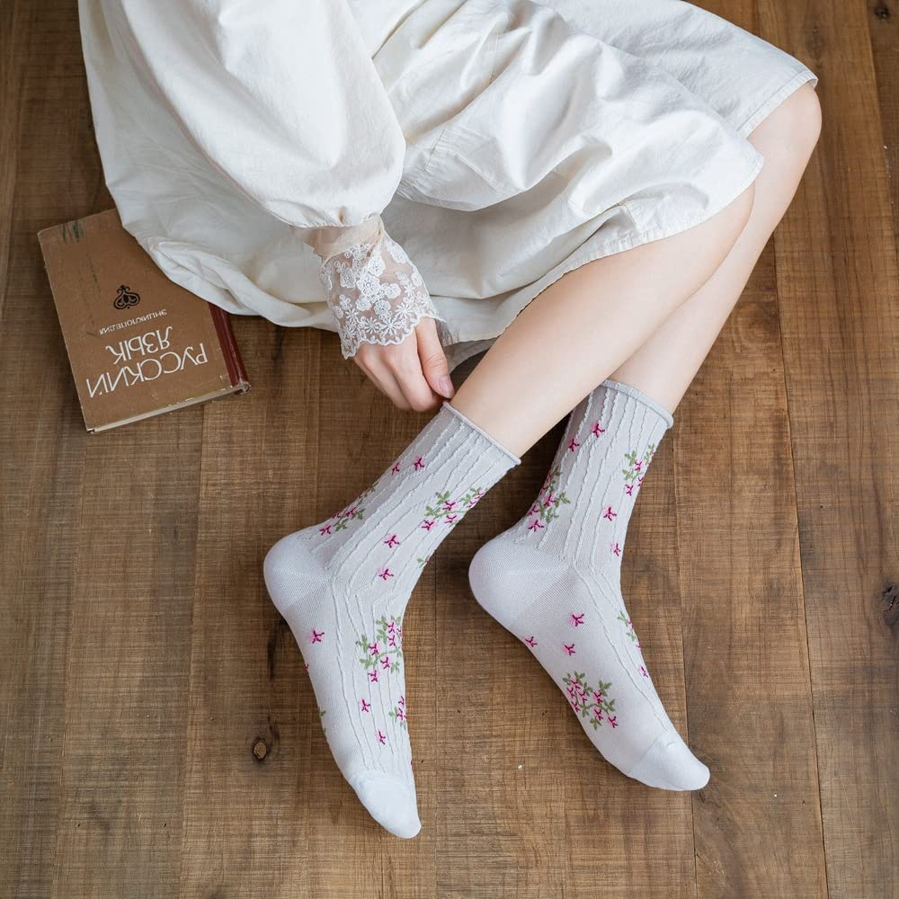 Nigeiyeme Women's 3-Pair Socks Set - Cute Japanese Fashion Crew Socks, Soft Warm Cotton Socks with Fun Designs - Perfect for Casual Wear, Cosplay, and Daily Comfort