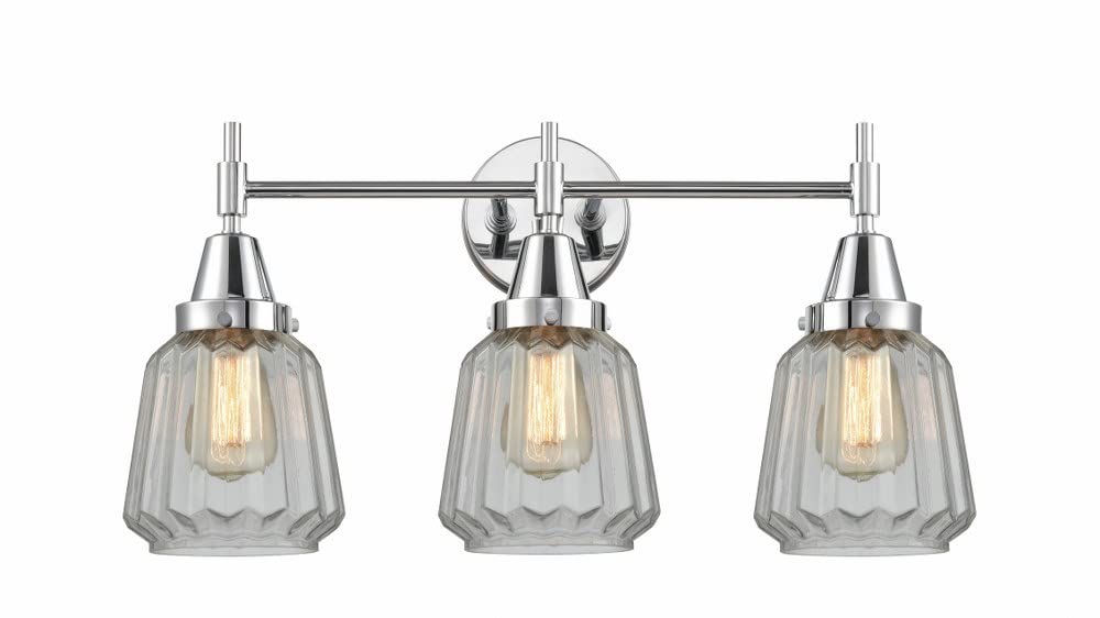 Innovations 447-3W-PC-G142 Transitional 3-Light Bathroom Vanity Light Fixture in Chrome Finish - Perfect for Modern Bathrooms & Powder Rooms