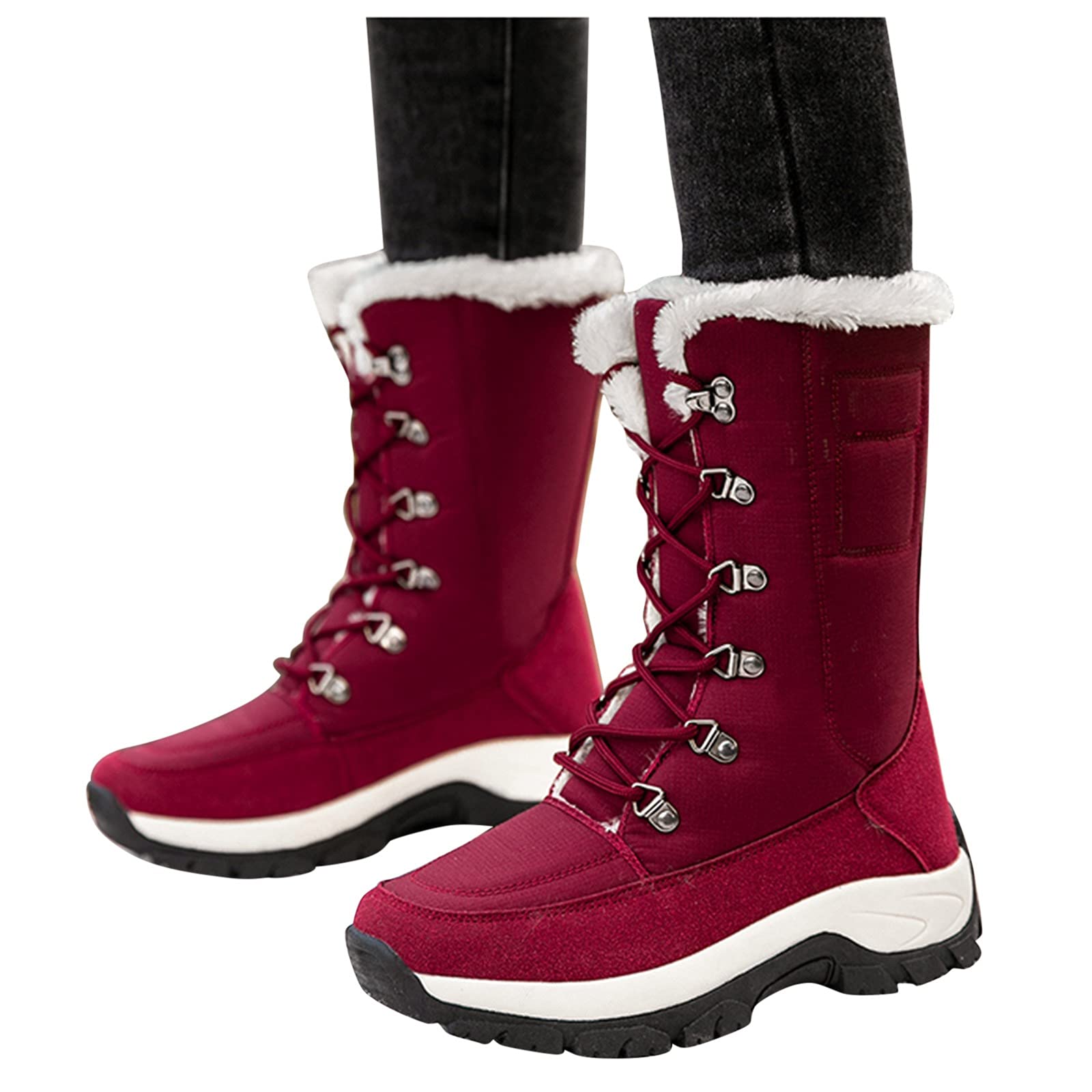 Women's Waterproof Winter Combat Boots - Fur Lined Snow Booties with Anti-Slip Sole for Cold Weather | Perfect for Outdoor Activities, Hiking & Snowy Days