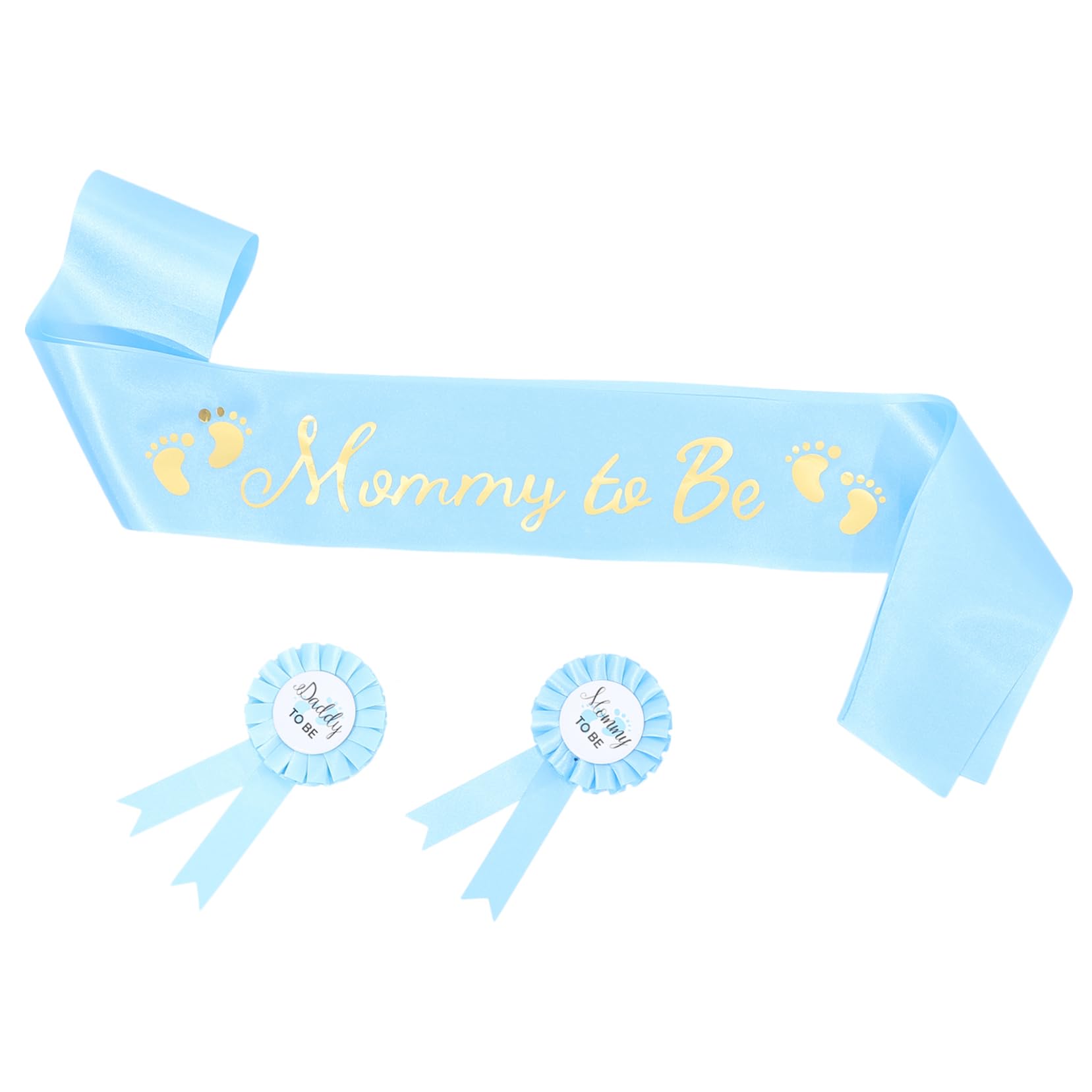 IWOWHERO Maternity Shoulder Sash & Badge Set - Mom to Be Shower Pin, Dad to Be Badge - Perfect for Baby Shower, Gender Reveal & Pregnancy Announcement Parties