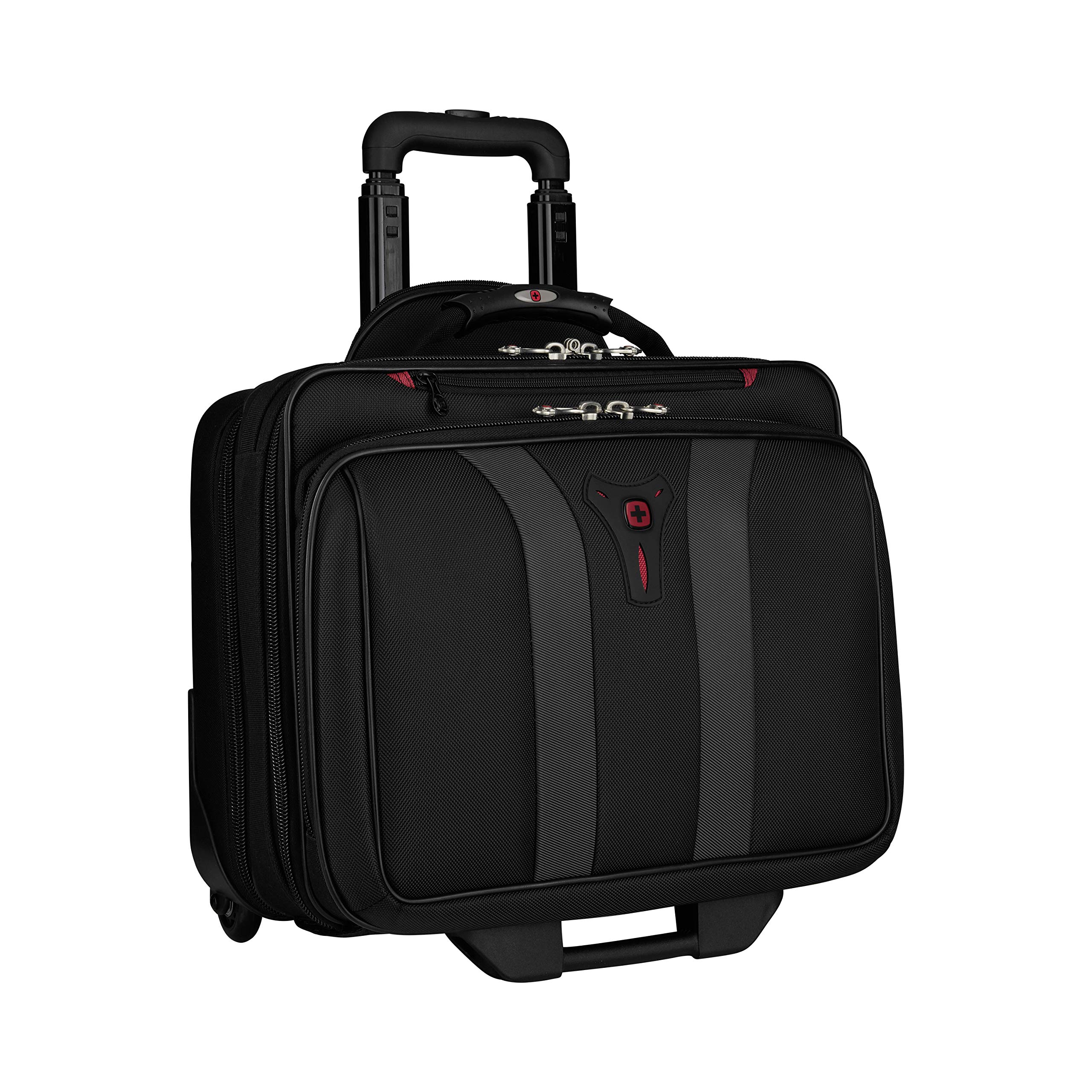 SwissGear Granada Rolling Laptop Case - Durable Nylon Carry-On Luggage for 17-Inch Notebooks & Travel Essentials | Perfect for Business Trips & Air Travel (Black)