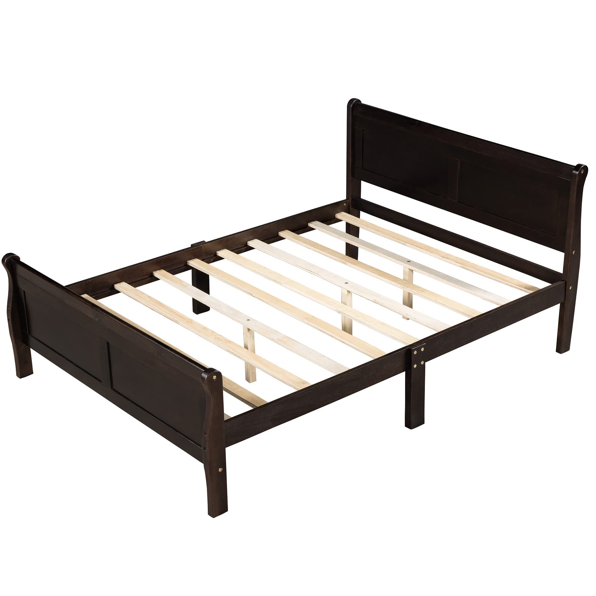 Merax Solid Wood Queen Size Platform Bed Frame with Headboard & Footboard - Espresso Finish, Wood Slat Support for Mattress Foundation | Perfect for Modern Bedrooms, Guest Rooms & Small Spaces