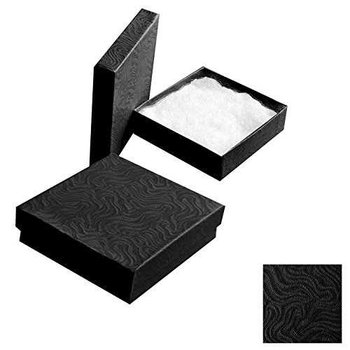 Premium Swirl Black Cotton Filled Jewelry Gift Boxes - Set of 100 for Necklaces, Rings & Earrings - Perfect for Retail Stores, Wedding Favors & Jewelry Packaging