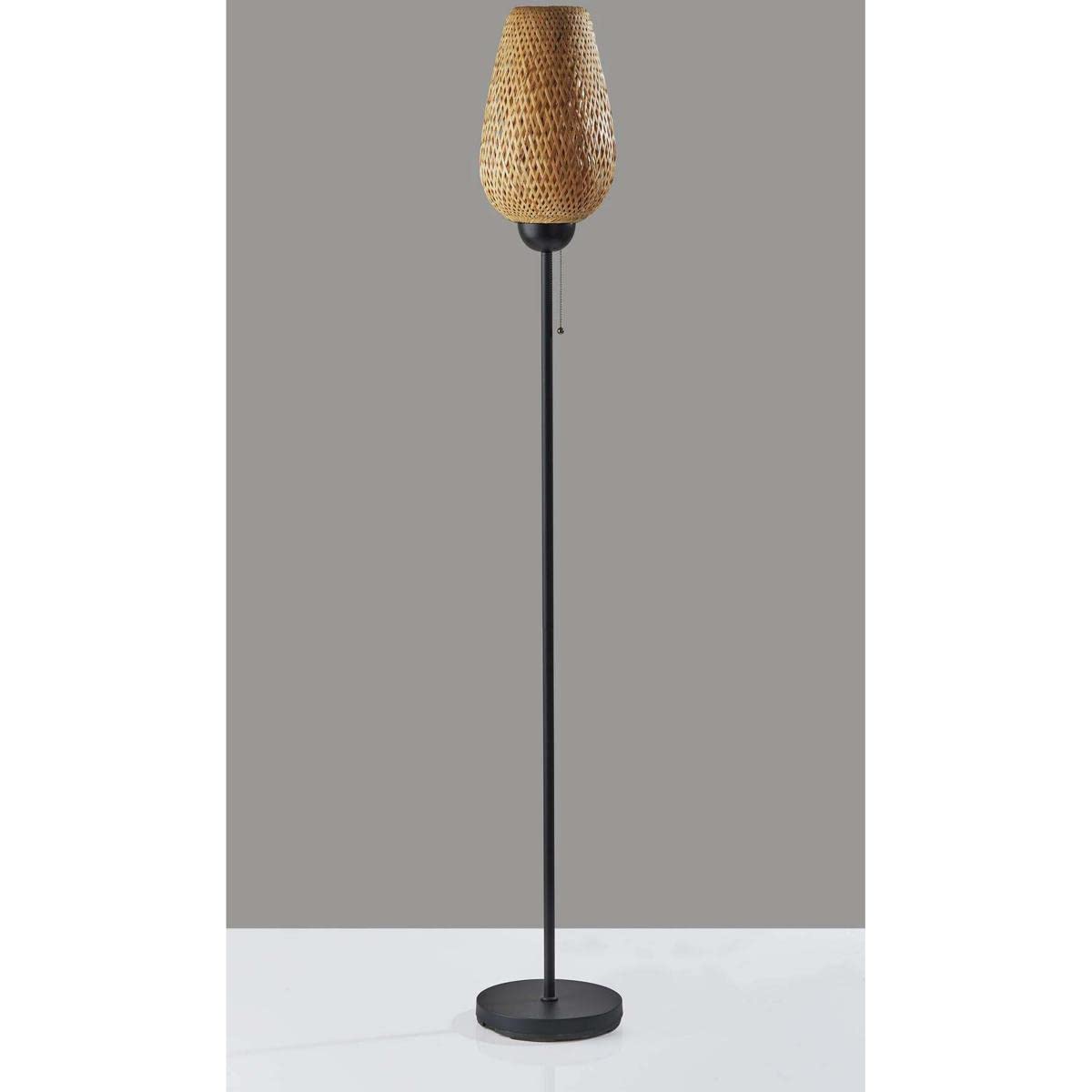 Adesso Hugo Modern Floor Lamp with Adjustable Height - Stylish LED Standing Light for Living Room, Bedroom, or Office - Perfect for Reading, Relaxing, and Ambient Lighting