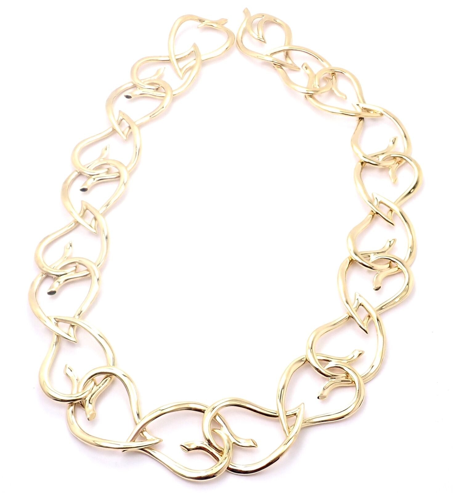 Authentic Tiffany & Co 18k Yellow Gold Open Heart Leaf Link Necklace - Vintage Luxury Jewelry for Women, Perfect for Anniversaries, Weddings & Special Occasions