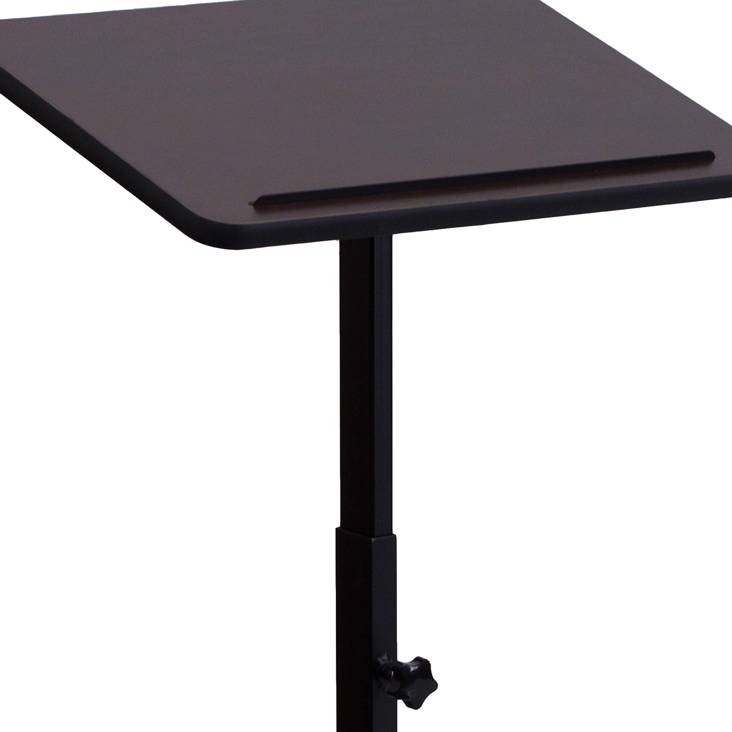 Flash Furniture Mysta Adjustable Height Metal Lectern with Mahogany Finish - Perfect for Podiums, Church Pulpits, School Presentations & Conference Room Speeches