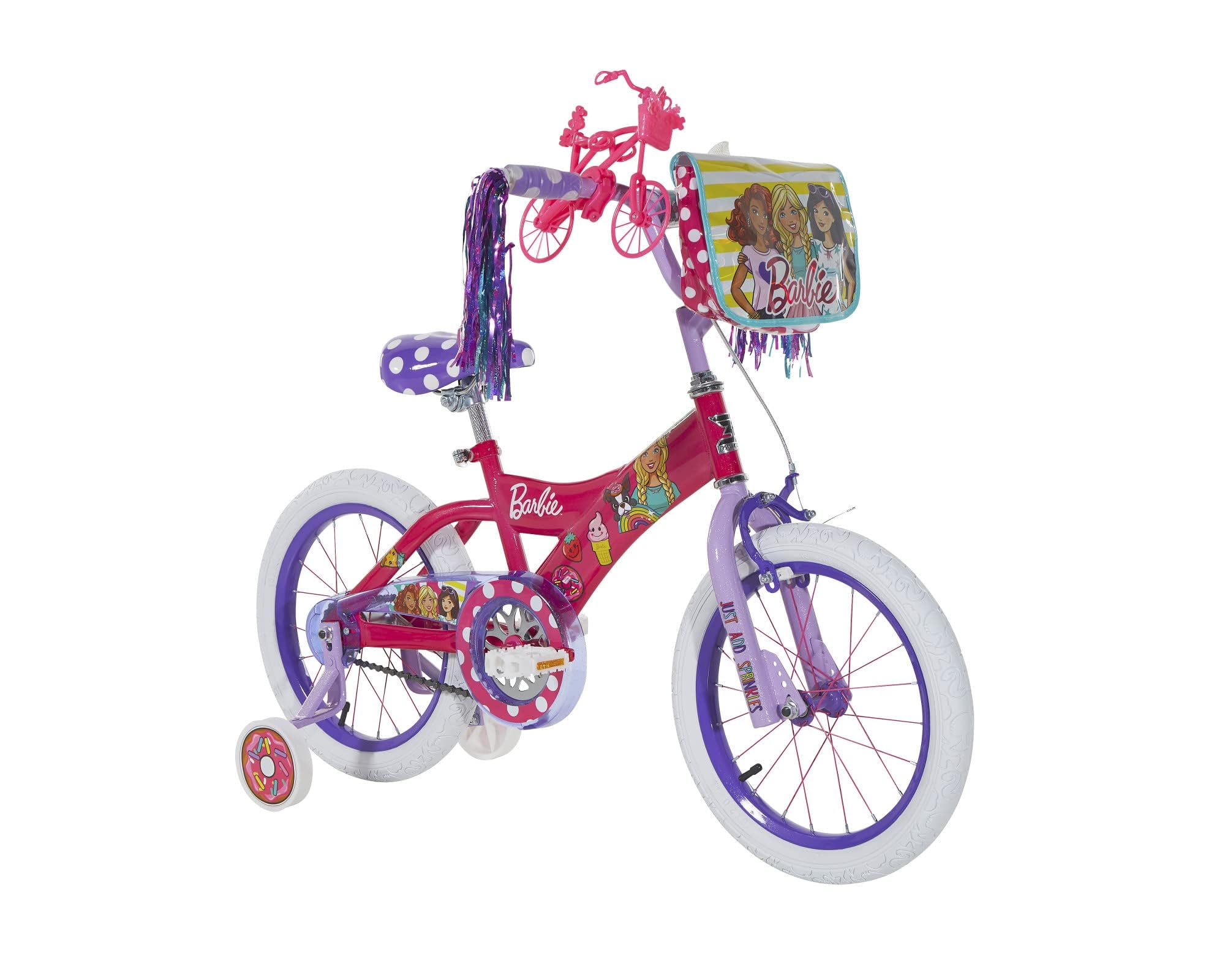 Barbie Sweets 16 Inch Girls Bike for Ages 4-8 | Dynacraft Kids Bicycle with Training Wheels | Perfect for Birthday Gifts & Outdoor Play