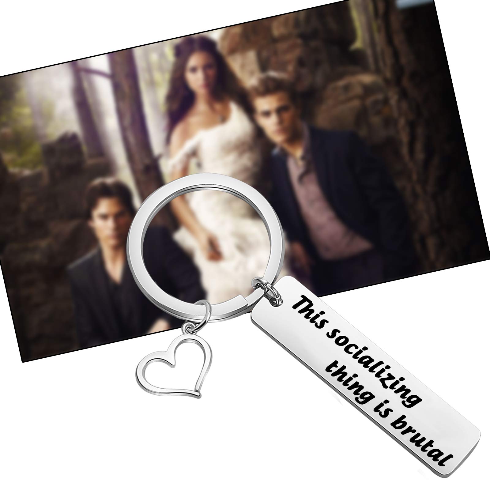 Inspired Angel Quote Keychain - 'This Socializing Thing Is Brutal' - Perfect Gift for Jewelry Fans & Social Butterflies | Great for Parties, Gifts & Everyday Carry