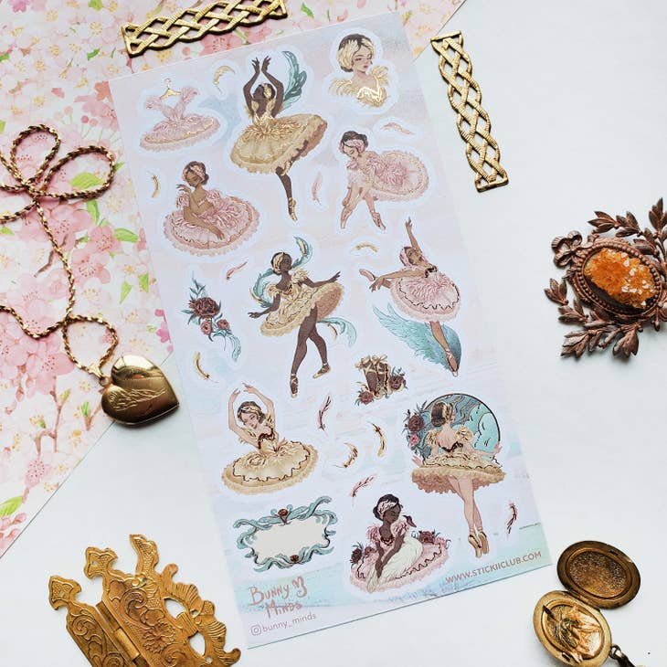 Ballet Beauty Sticker Sheet - Elegant Dance-Themed Decorative Stickers for Scrapbooking, Journals & DIY Crafts