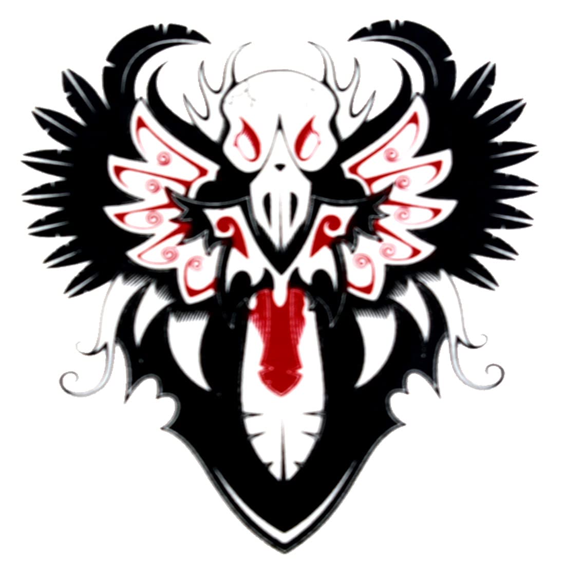 AFH Skull Wings Waterproof Temporary Tattoo Stickers - Black & Red Body Art for Men & Women - Perfect for Halloween, Parties, and Costume Events