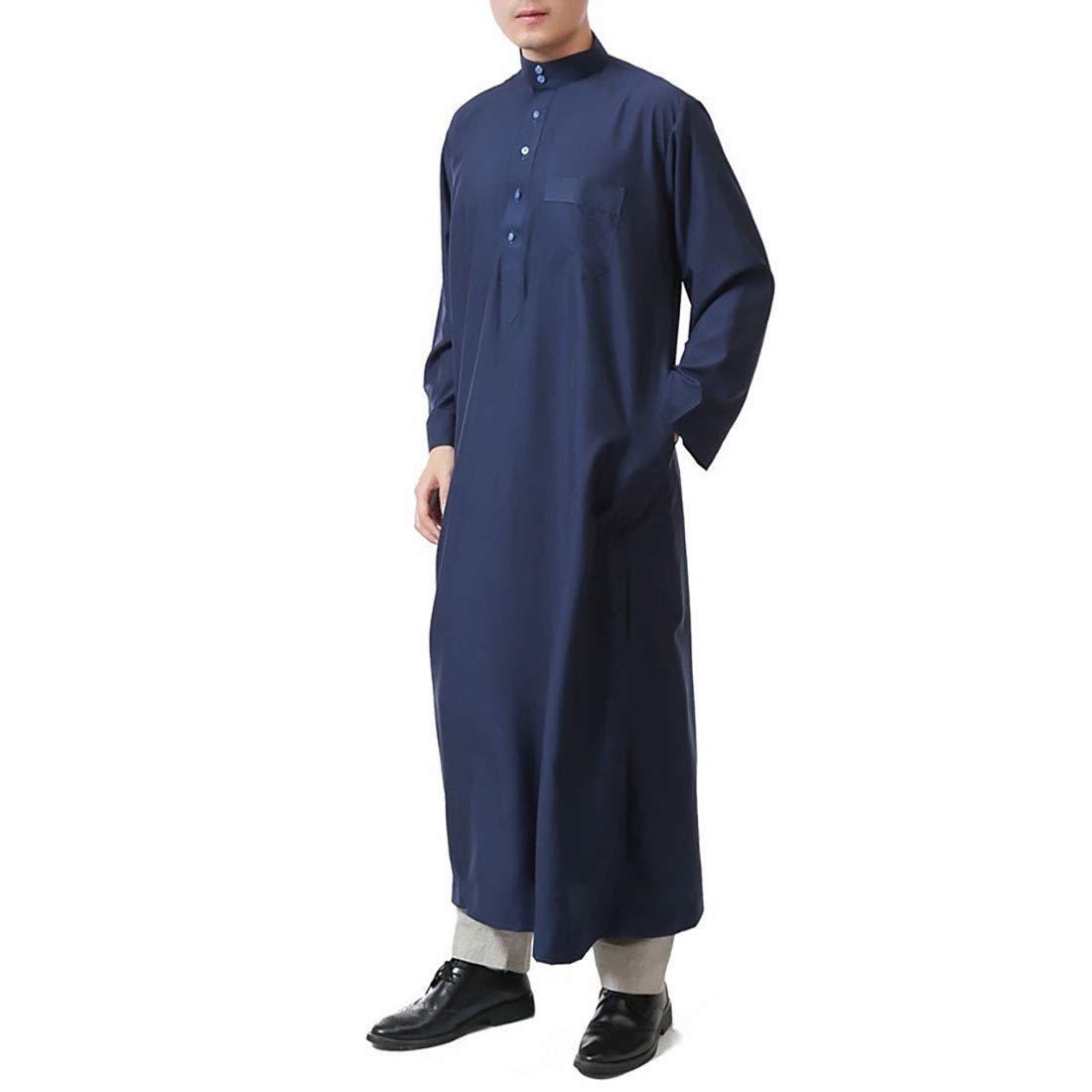 Boow Islamic Men's Long Sleeve Thobe - Traditional Middle Eastern Saudi Arabian Kaftan Robe & Abaya Dress for Dubai - Perfect for Eid, Prayer, Weddings & Special Occasions