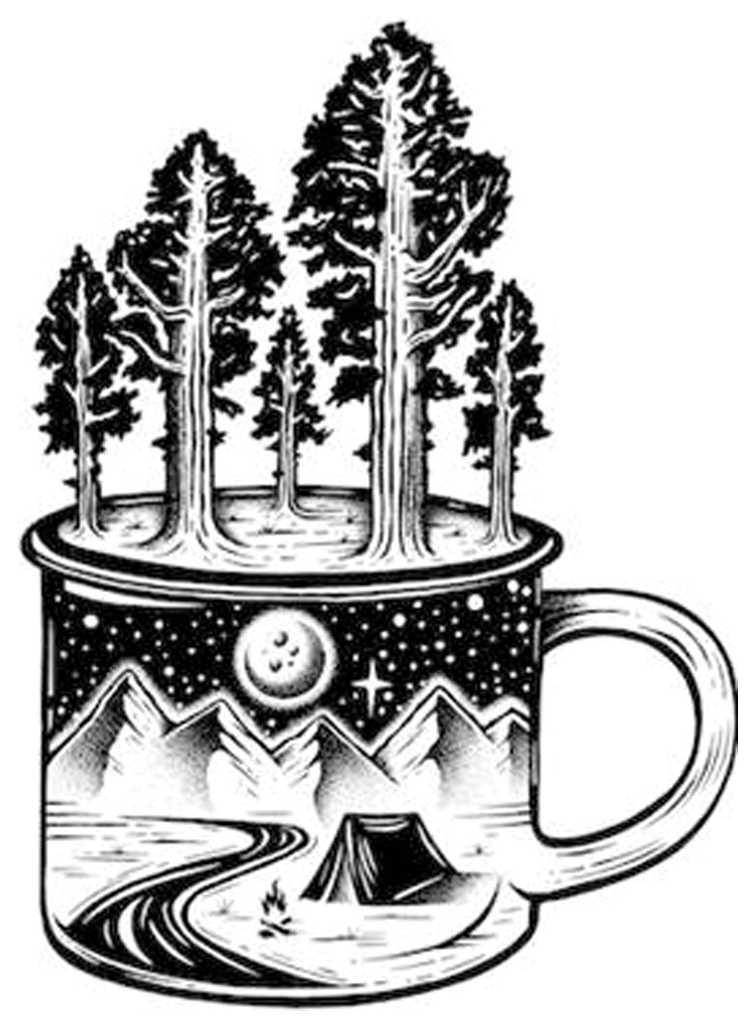 Adventure Awaits: Mountain-Themed Camping Cup with Artistic Stickers - Perfect for Outdoor Hiking, Camping Trips & Travel Adventures