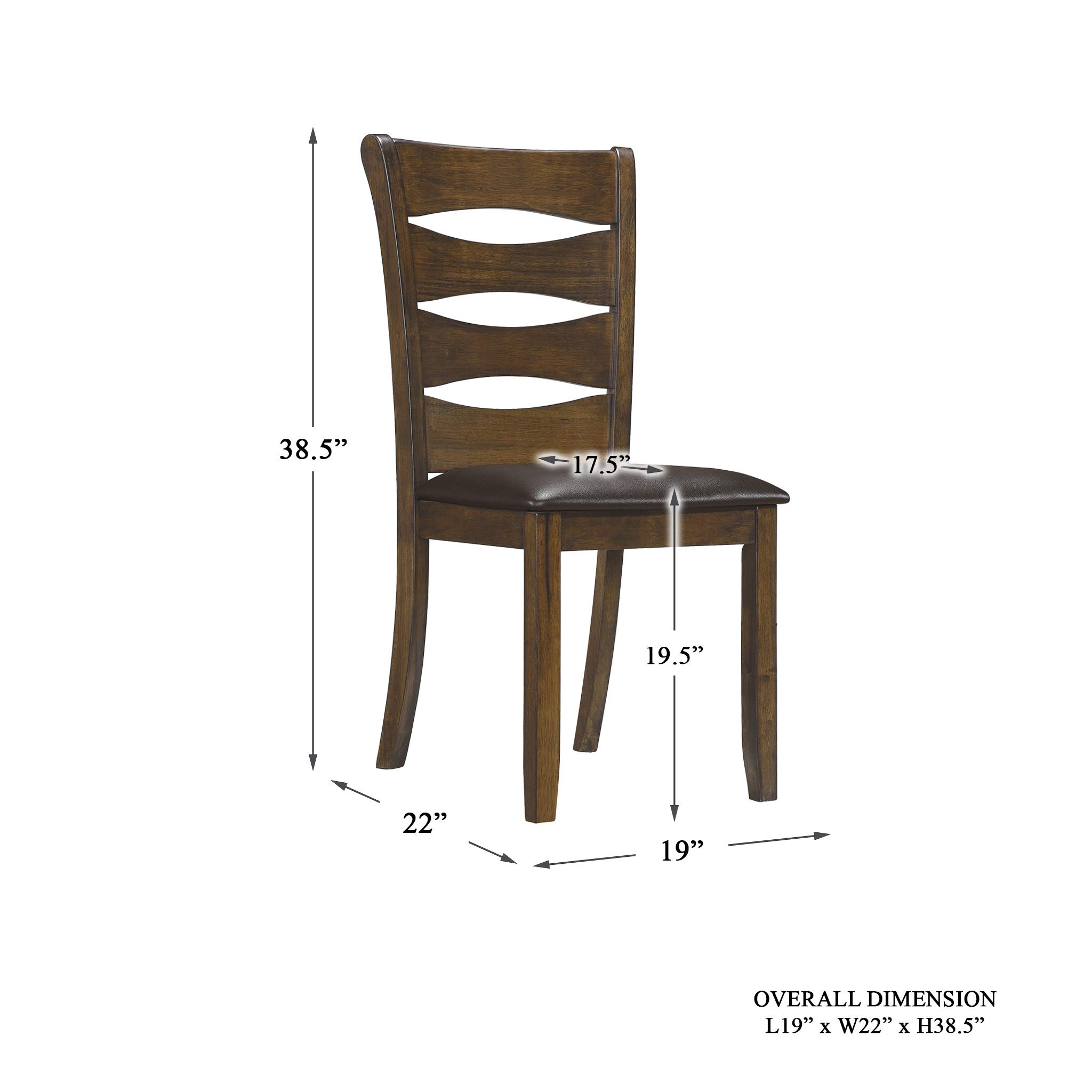 Homelegance Brown Dining Side Chairs (Set of 2) - Modern Kitchen Chairs for Dining Room, Breakfast Nook & Small Spaces