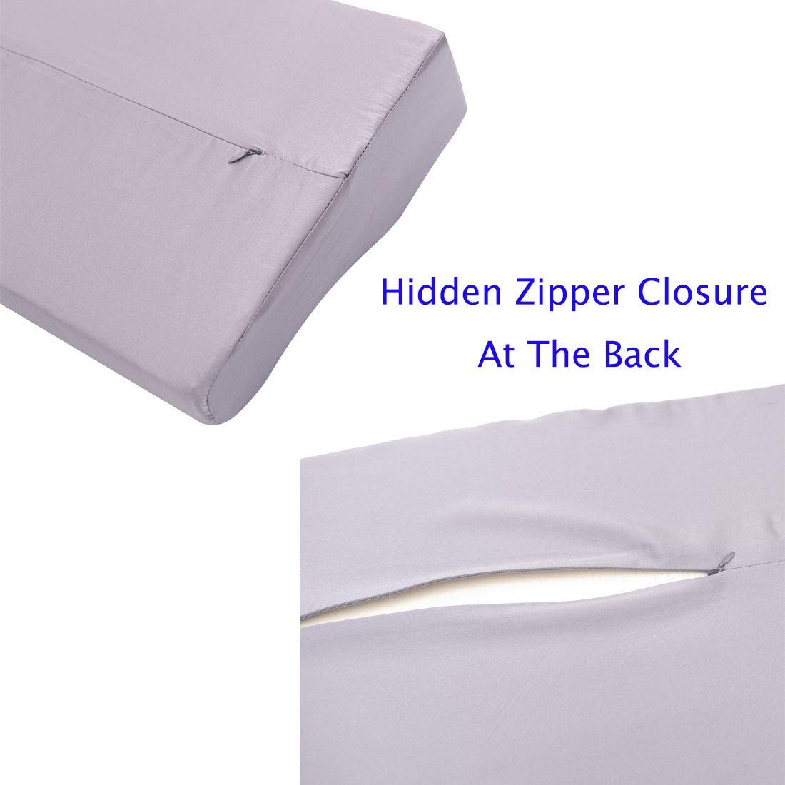 Premium Mulberry Silk Pillowcase for Orthopedic & Cervical Pillows - 24x15 Inch Grey Blue Butterfly Design - Hypoallergenic, Cooling & Hair-Friendly Cover for Memory Foam Contour Pillows - Perfect for Side Sleepers, Neck Pain Relief & Anti-Aging Skincare