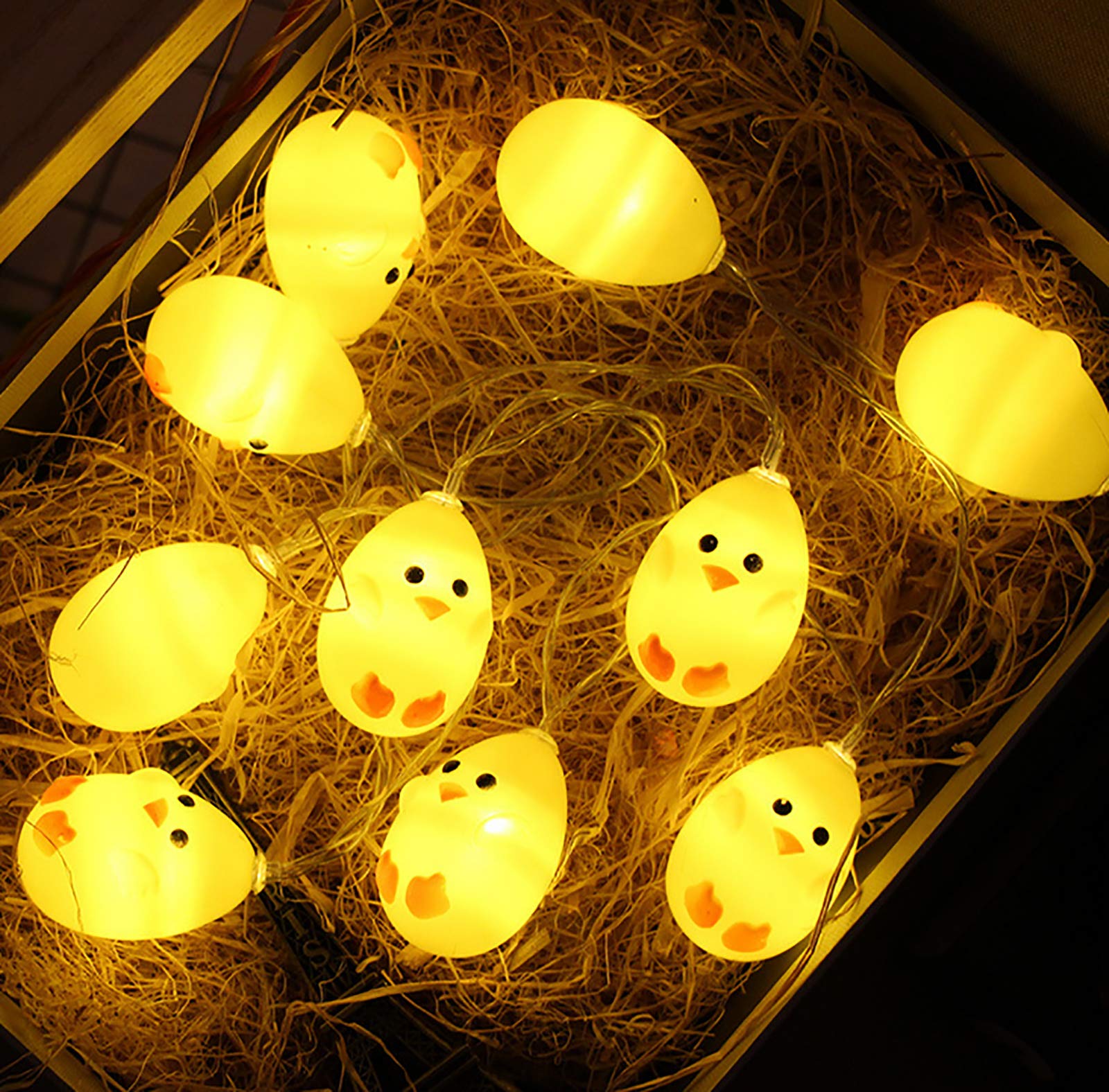Cute Little Yellow Chicken String Lights - 10 LED Battery Operated 4.9ft Easter Decor for Home, Party, Birthday, Camping & Kids Bedroom | Perfect for Easter Decorations, Nursery Lighting & Outdoor Camping Ambience