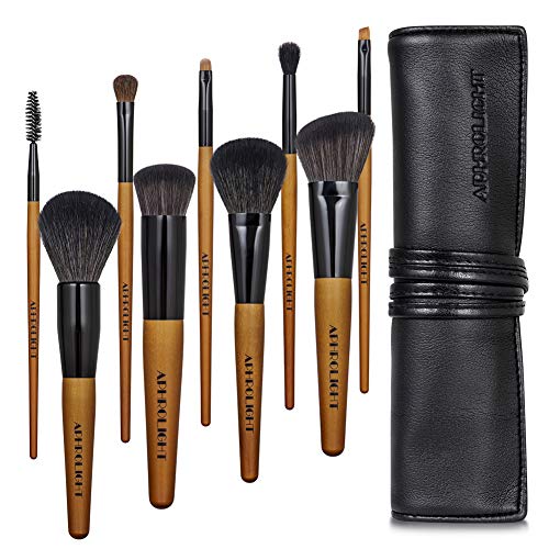 9Pcs Vegan Makeup Brush Set - Professional Foundation & Eyeshadow Brushes for Travel & Daily Makeup