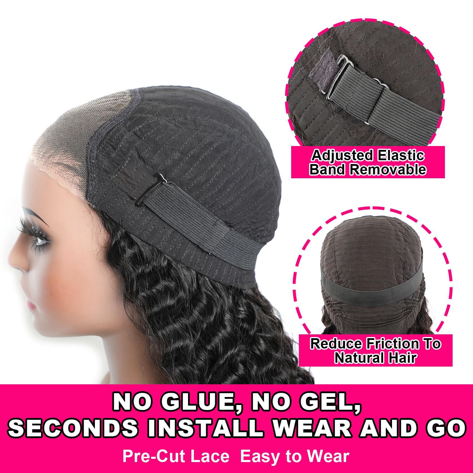 ISEE Glueless Human Hair Wig 20 Inch Deep Wave - No Glue 4x4 HD Lace Closure with Baby Hair for Black Women | Pre-Plucked & Beginner Friendly | Perfect for Daily Wear, Parties & Protective Styling