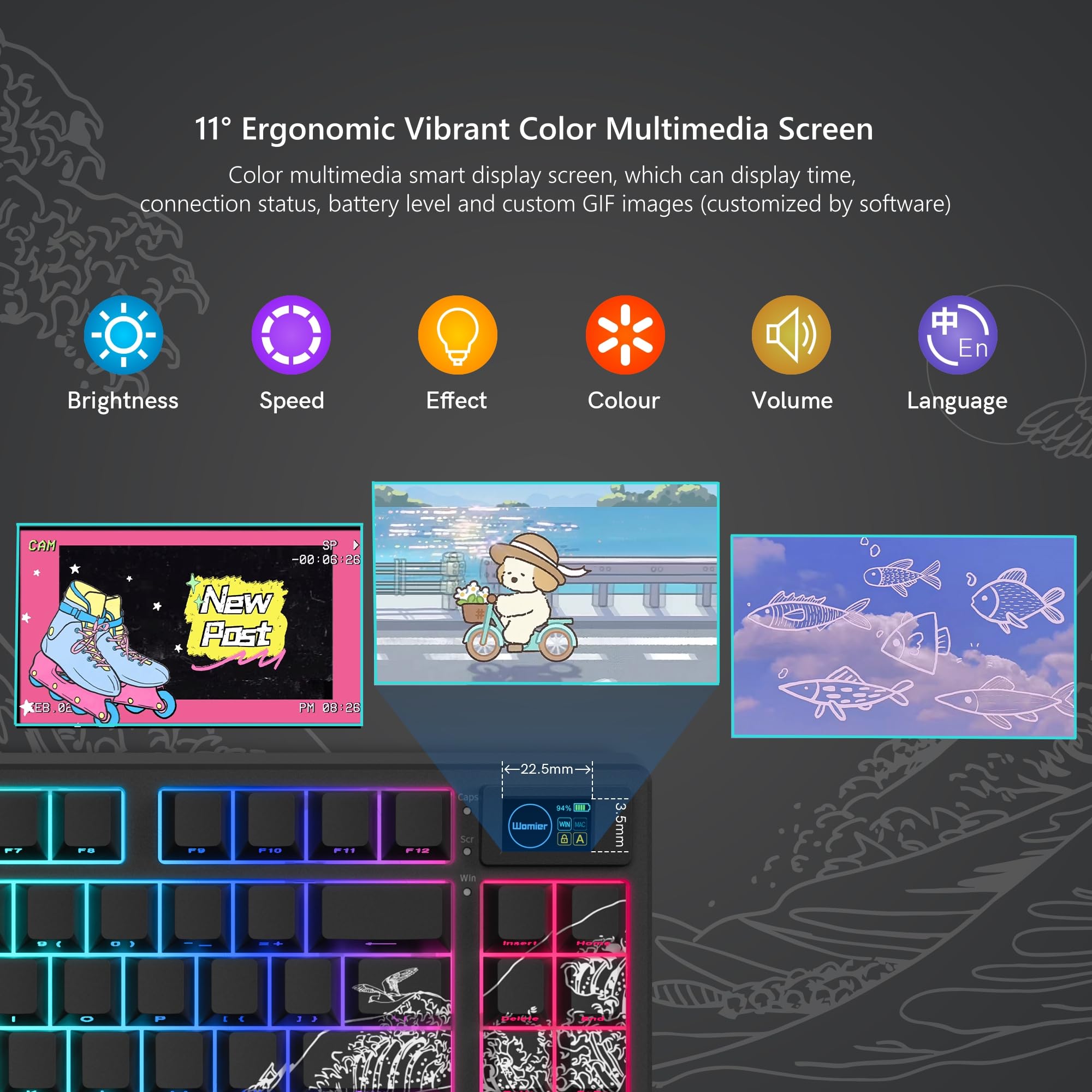 Womier SK80 PRO 75% Wireless Mechanical Keyboard - RGB, Hot-Swappable, for Gaming & Office
