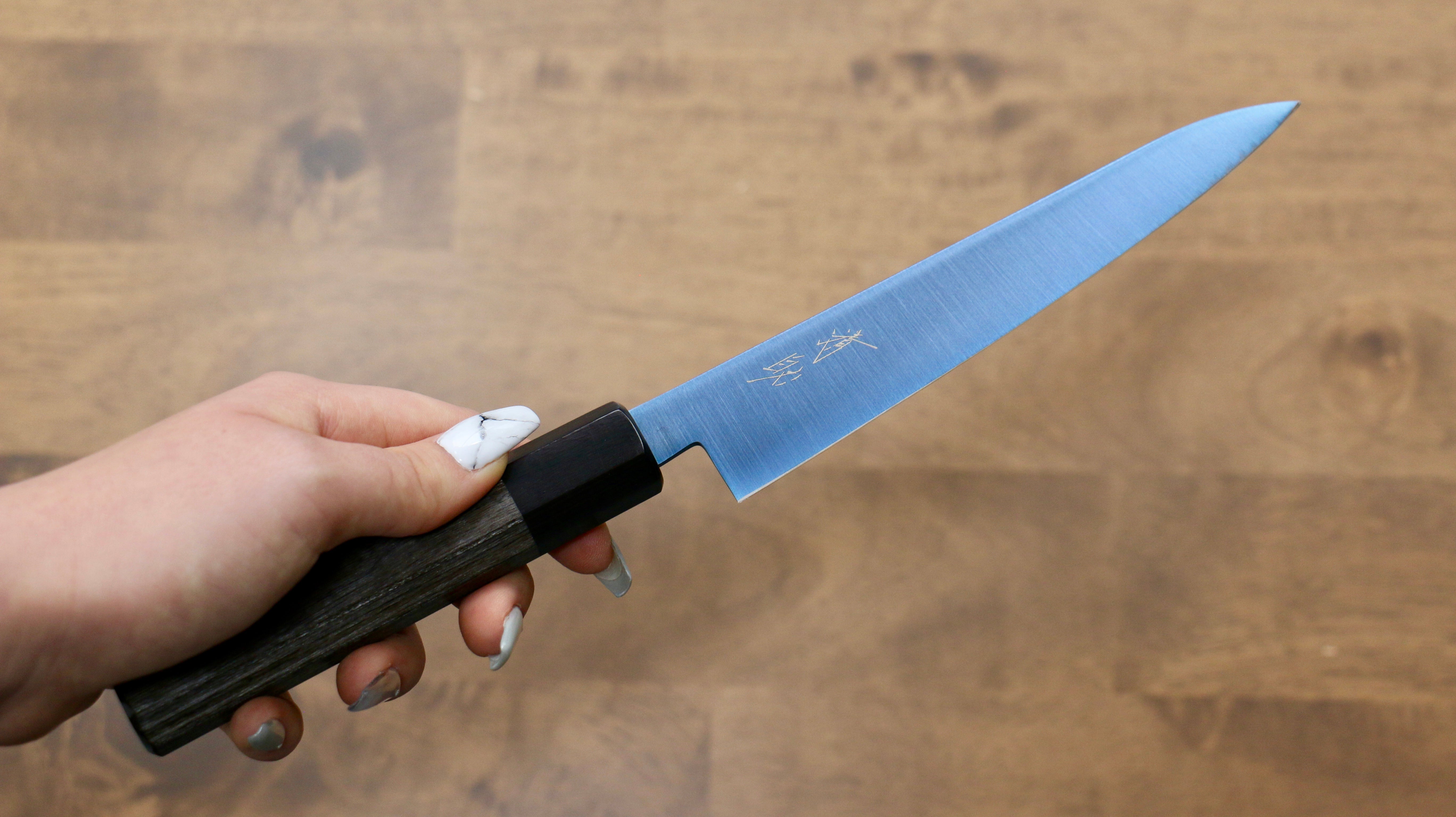 Seisuke SK 85 150mm Petty Utility Knife - Ion Plating Migaki Finish, Gray Pakka Wood Handle - Perfect for Slicing, Peeling & Precision Kitchen Tasks