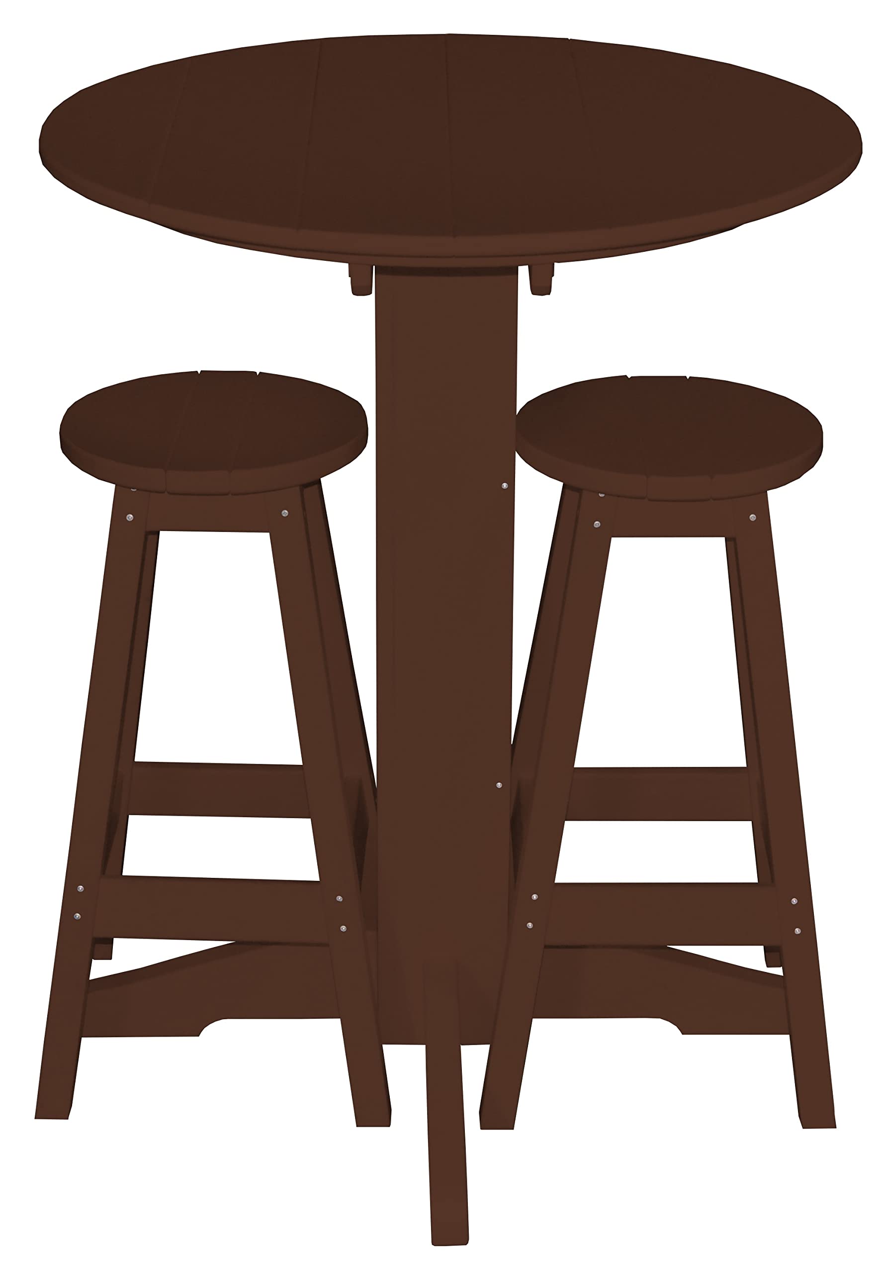 Durable 33-inch Round Poly Lumber Bar Table in Tudor Brown - Perfect for Outdoor Patio, Deck, or Poolside Dining | Furniture Barn USA