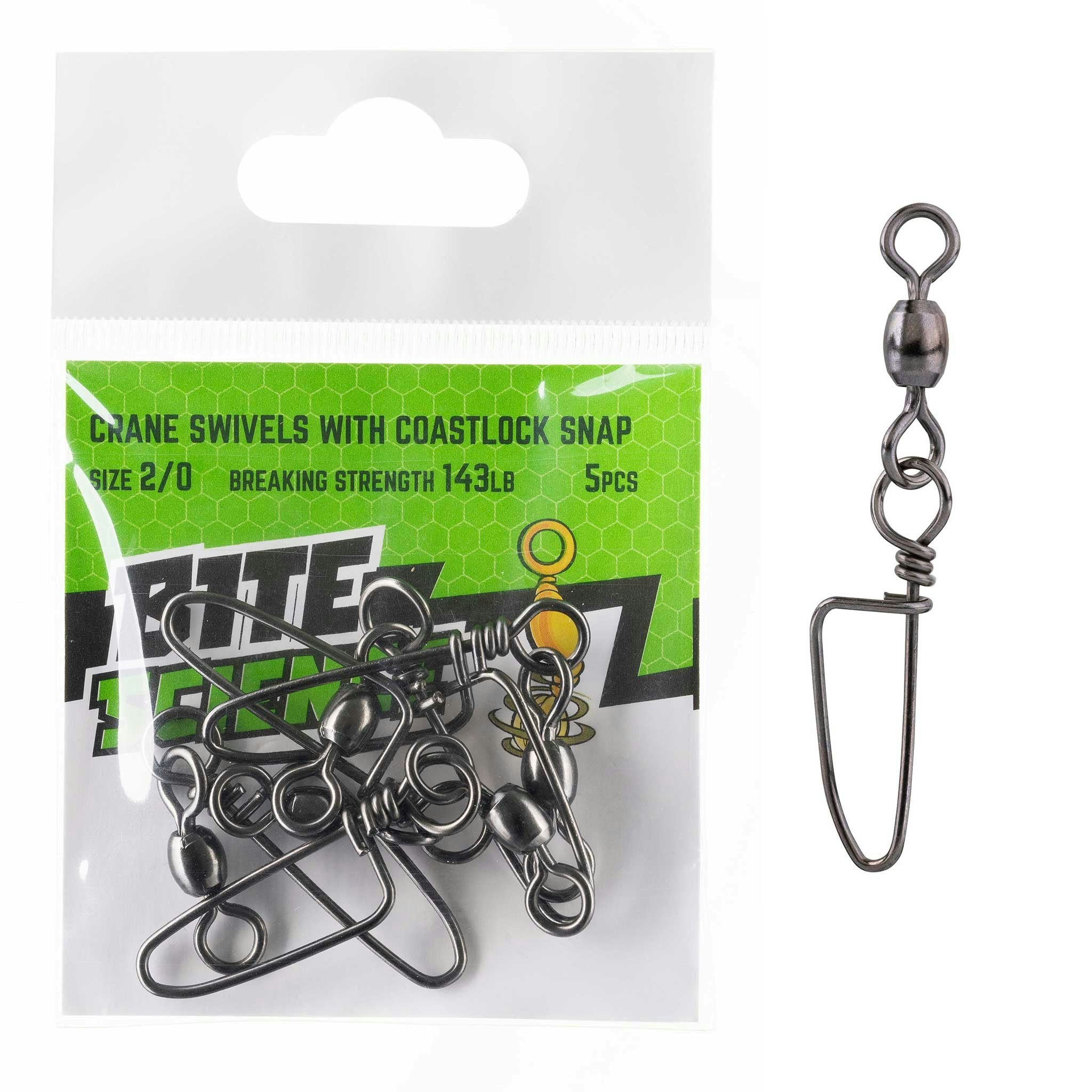 Bite Science Swivels Crane with Coastlock Snap - High-Quality Fishing Gear for Saltwater & Freshwater Angling - Perfect for Deep Sea, Surf, and Boat Fishing Adventures
