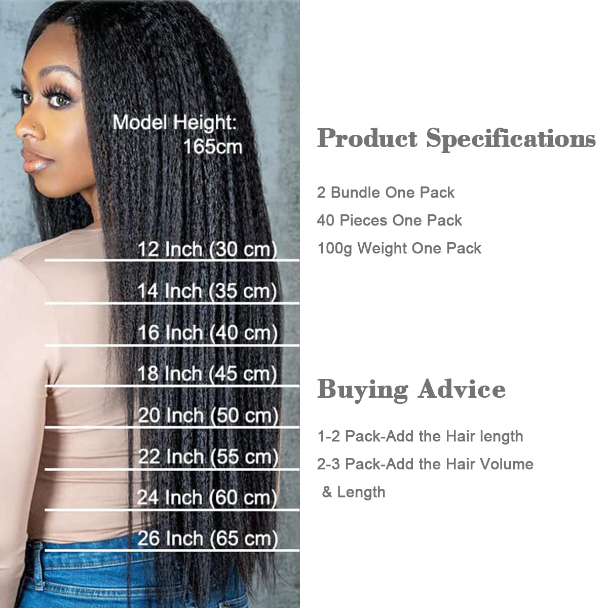MY SHINY WIGS Kinky Straight Tape In Hair Extensions - 100% Human Hair - 40 Pieces (100g/Pack) - Seamless Skin Weft - Natural Black - 20 Inch - Perfect for Daily Styling, Parties & Special Occasions