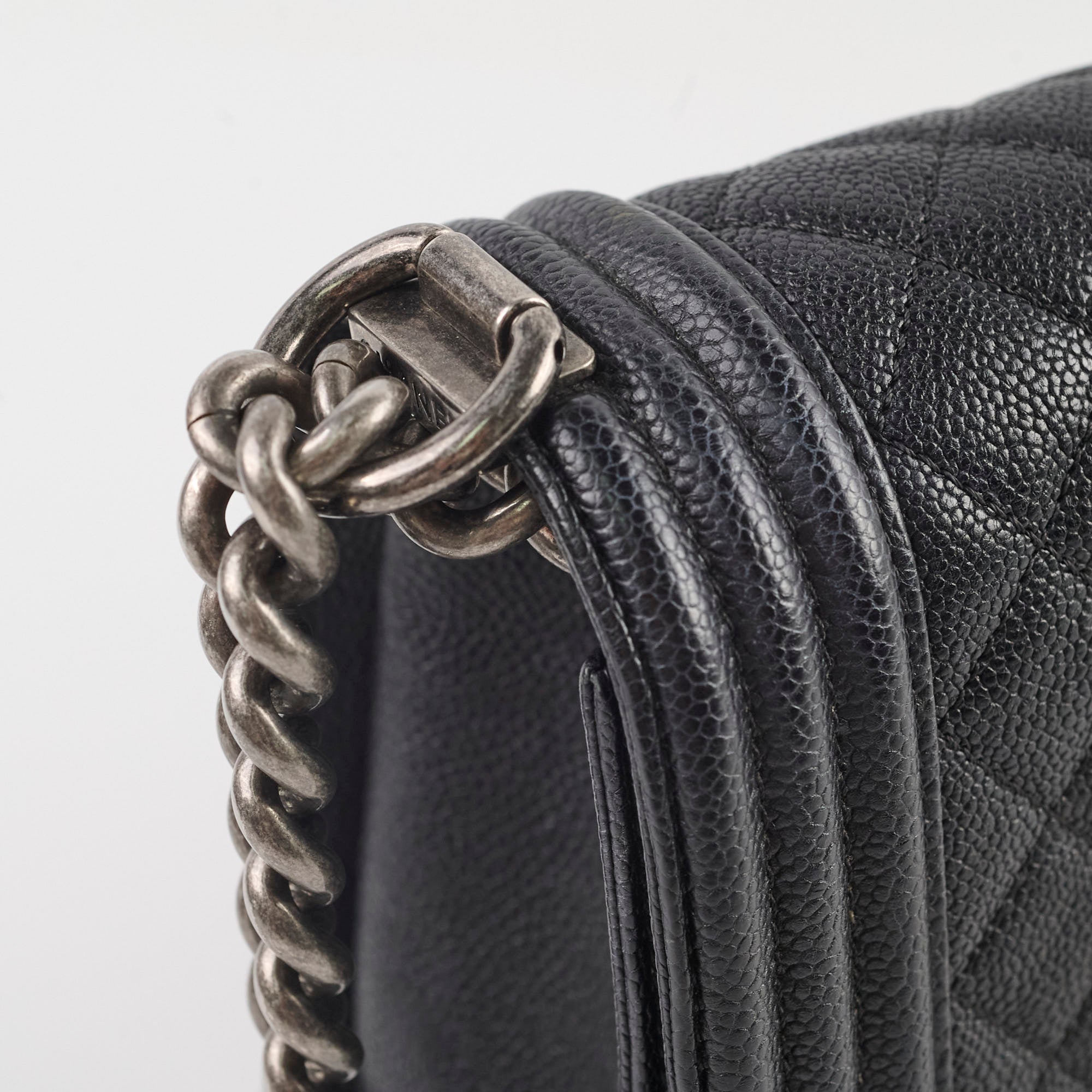 Chanel Caviar Leather Old Medium Boy Bag Black - Luxury Designer Handbag for Women | Perfect for Evening Events, Parties, and Special Occasions