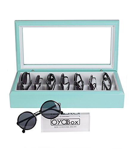 Premium Eyeglass Organizer - Lacquered Wood Sunglasses & Glasses Storage Box with Soft Lining - Perfect for Home, Office, or Travel Accessory Organization