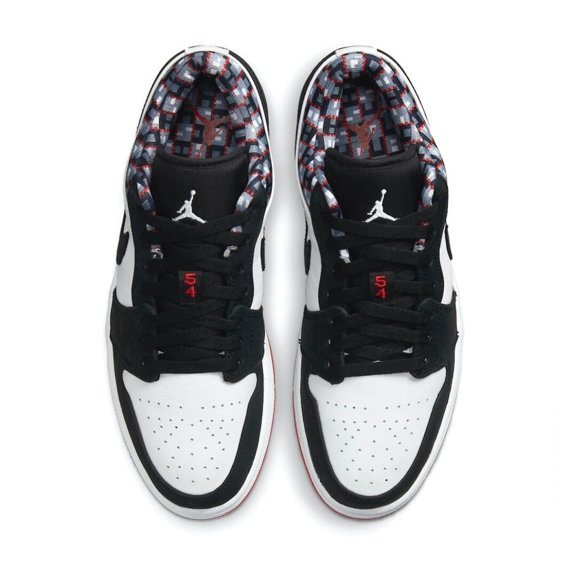 Air Jordan 1 Low Quai 54 Sneakers - White, Black & University Red Colorway | Men's Basketball Shoes for Streetwear & Casual Outfits
